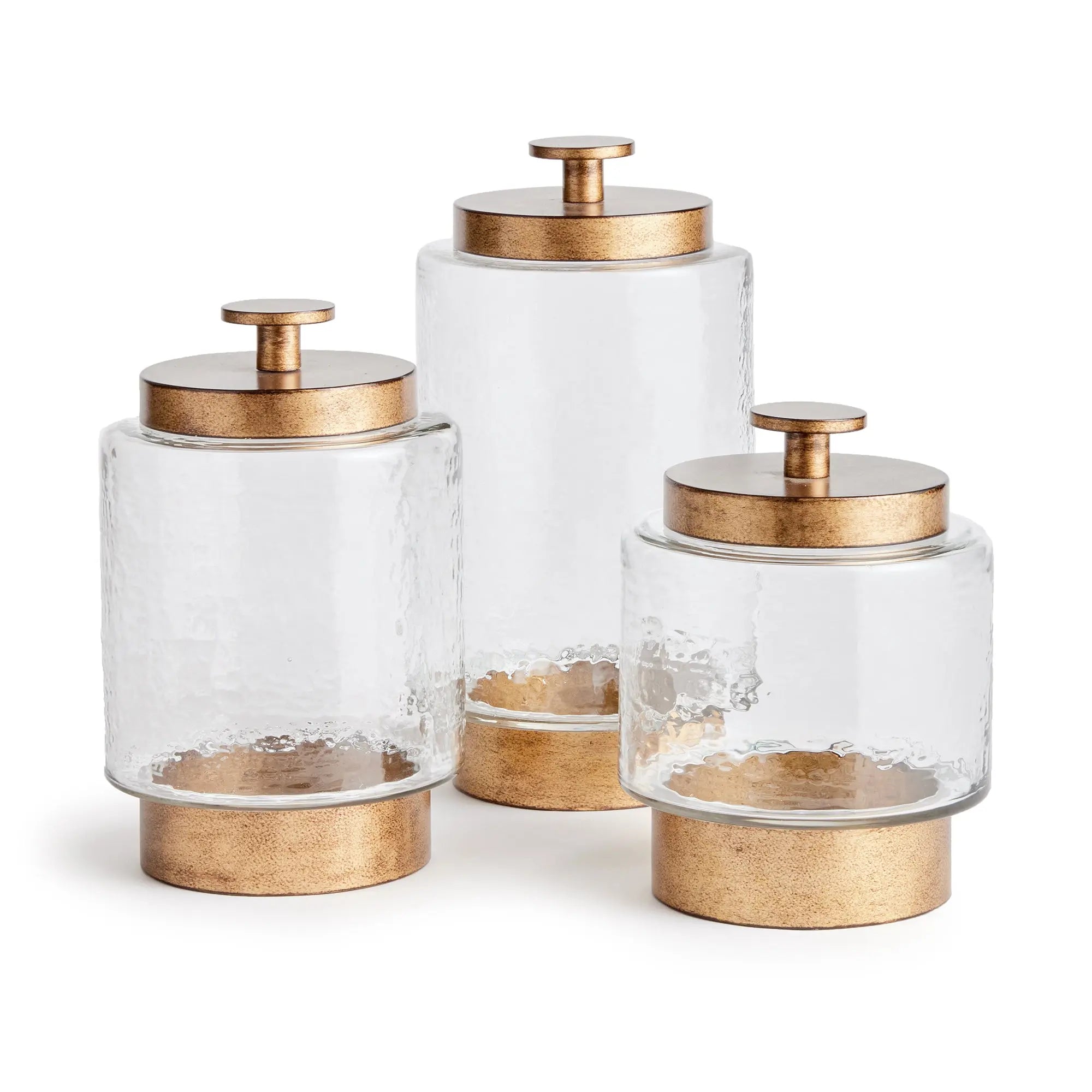 Braiden Hammered Glass & Metal Canisters – Set of 3 - Villa Decor & Design