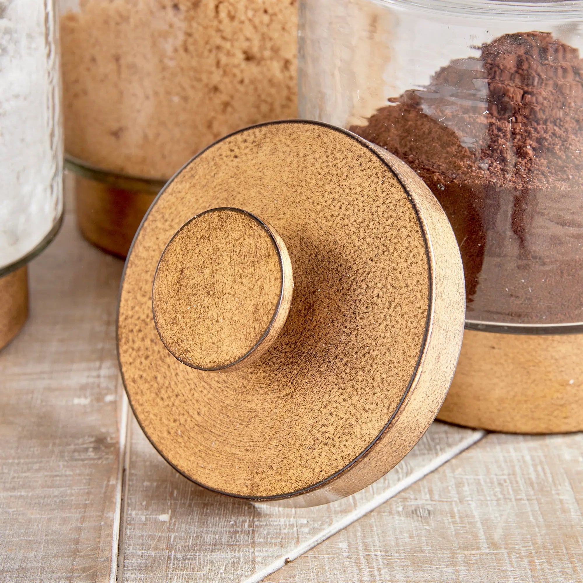 Braiden Hammered Glass & Metal Canisters – Set of 3 - Villa Decor & Design