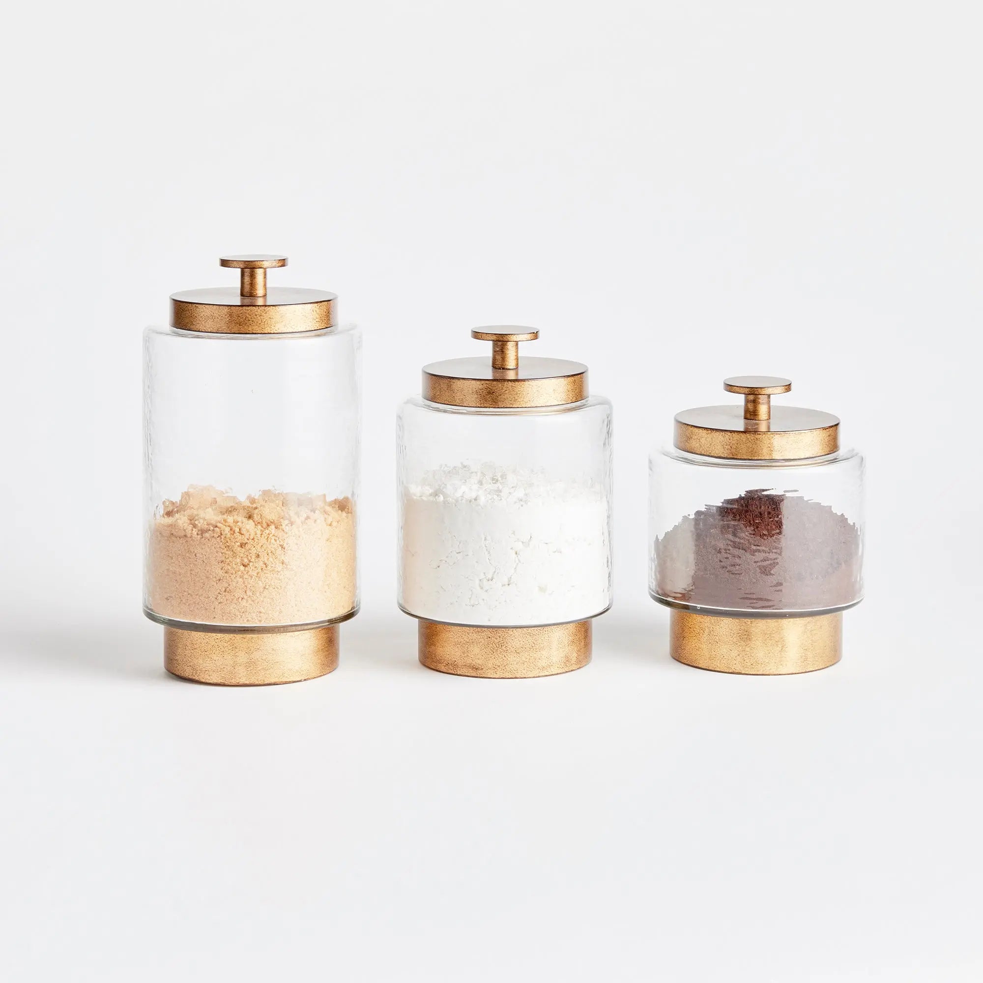 Braiden Hammered Glass & Metal Canisters – Set of 3 - Villa Decor & Design