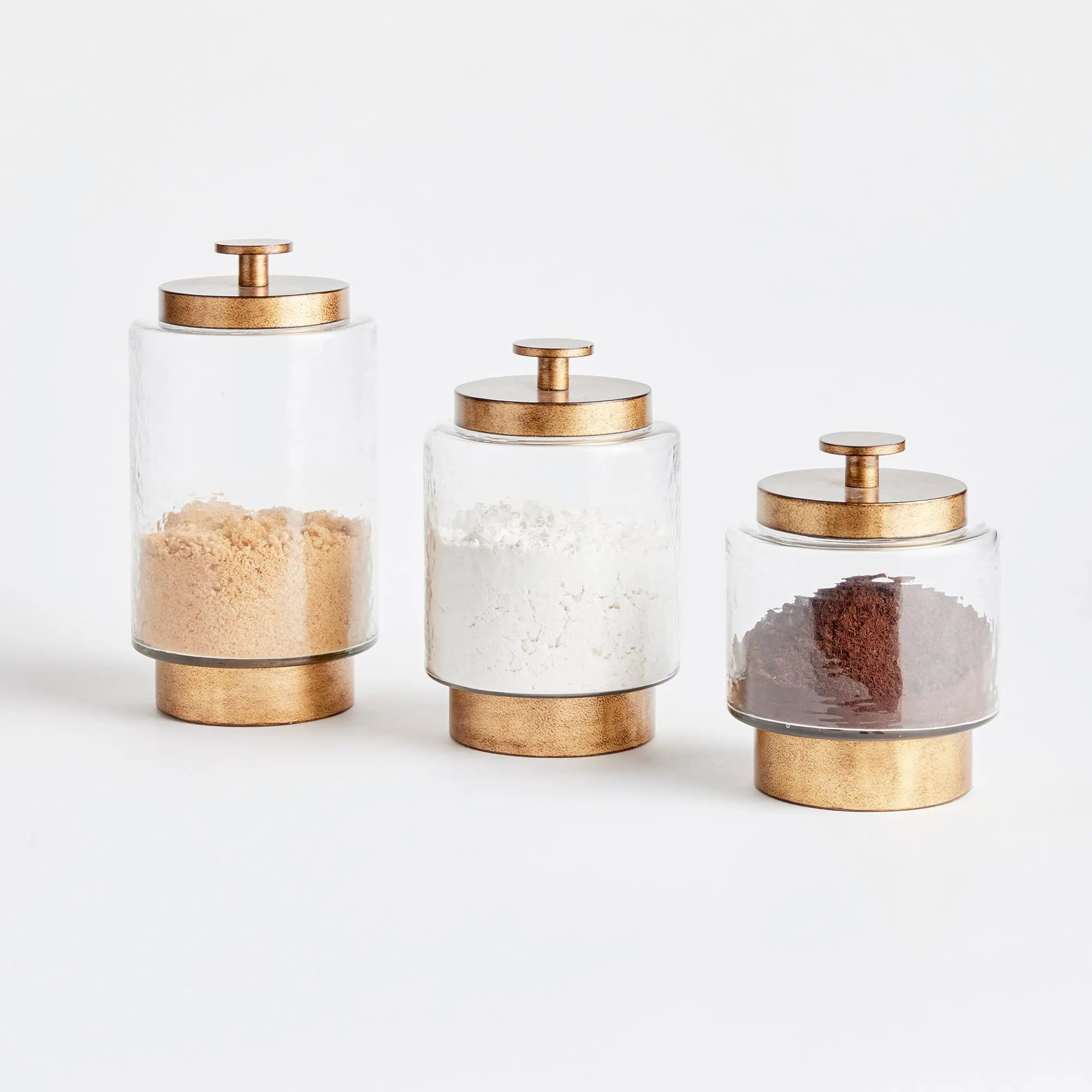 Braiden Hammered Glass & Metal Canisters – Set of 3 - Villa Decor & Design
