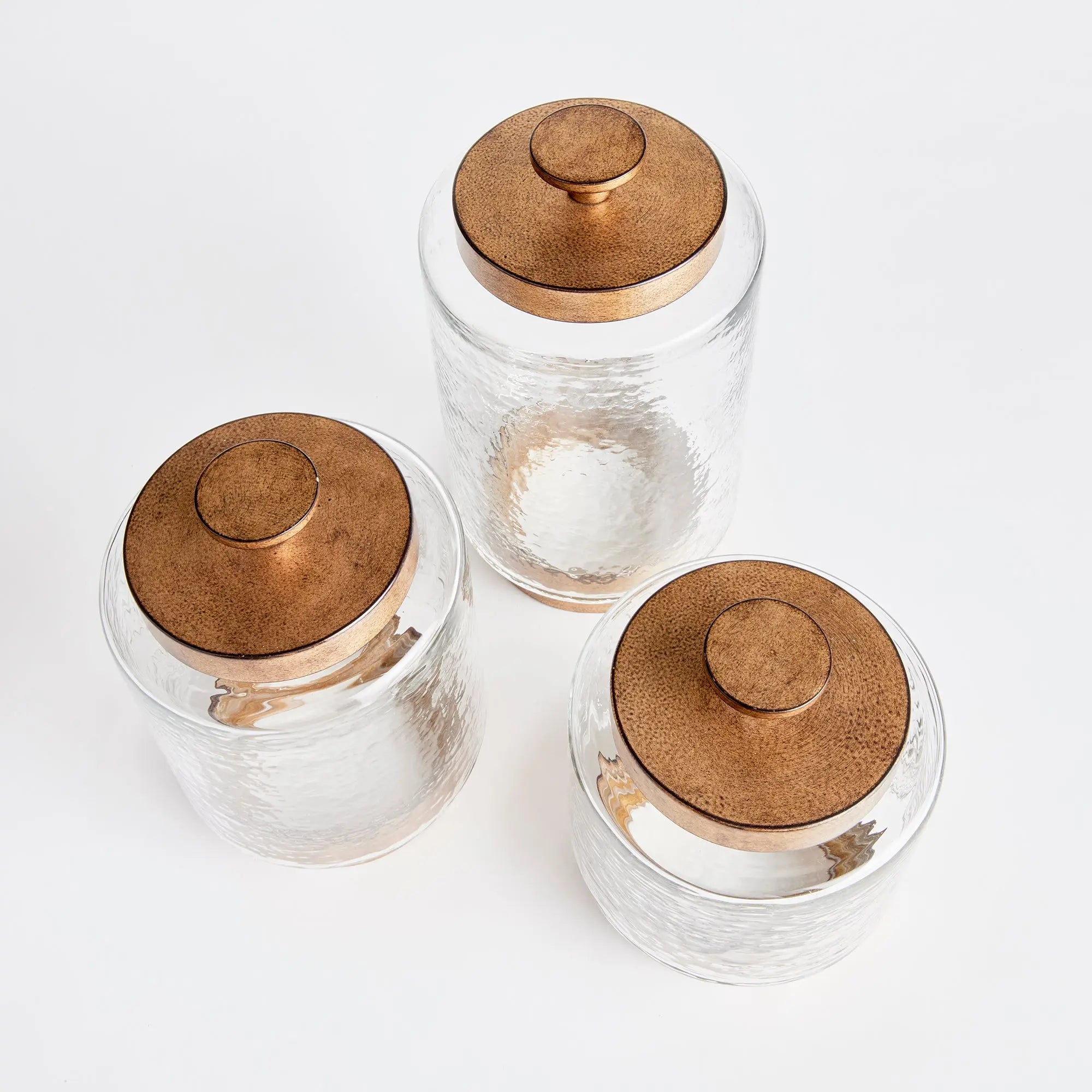 Braiden Hammered Glass & Metal Canisters – Set of 3 - Villa Decor & Design