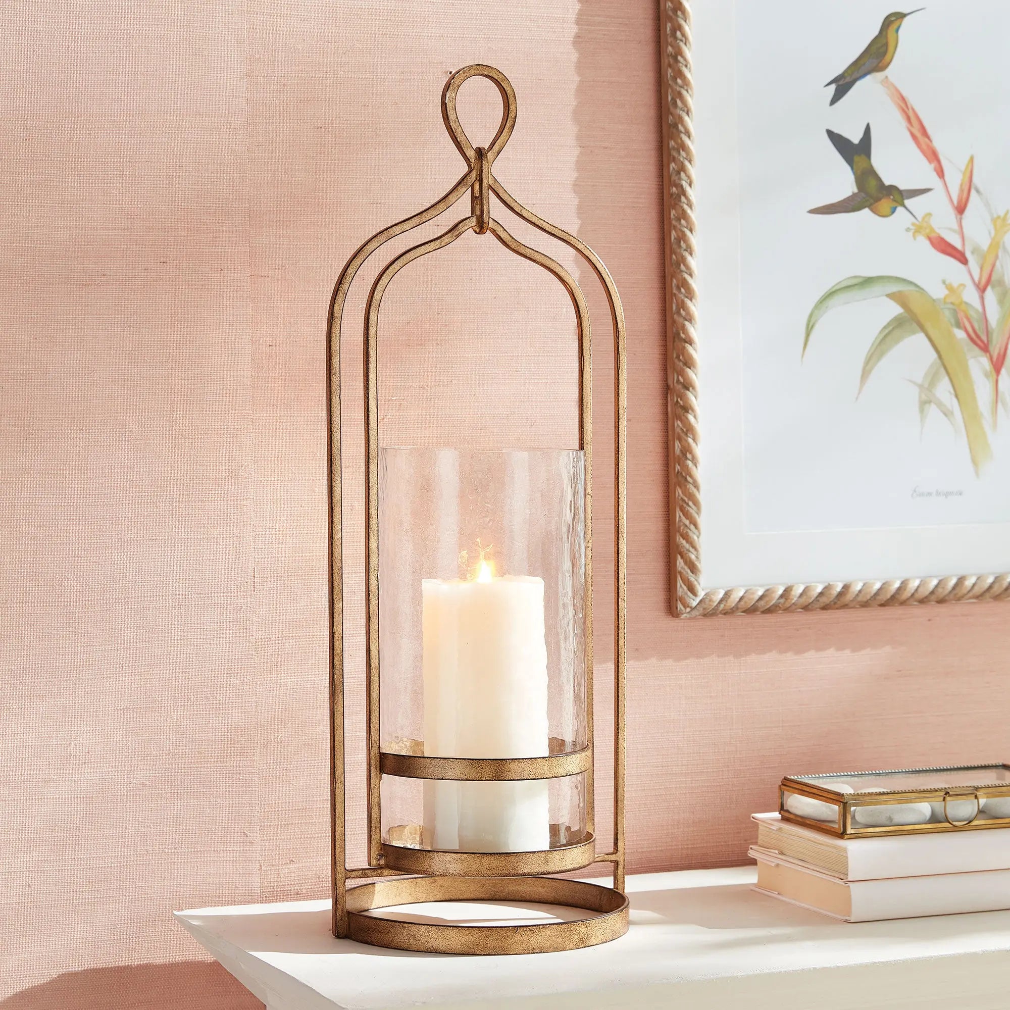 Large Amara gold hurricane with hammered glass