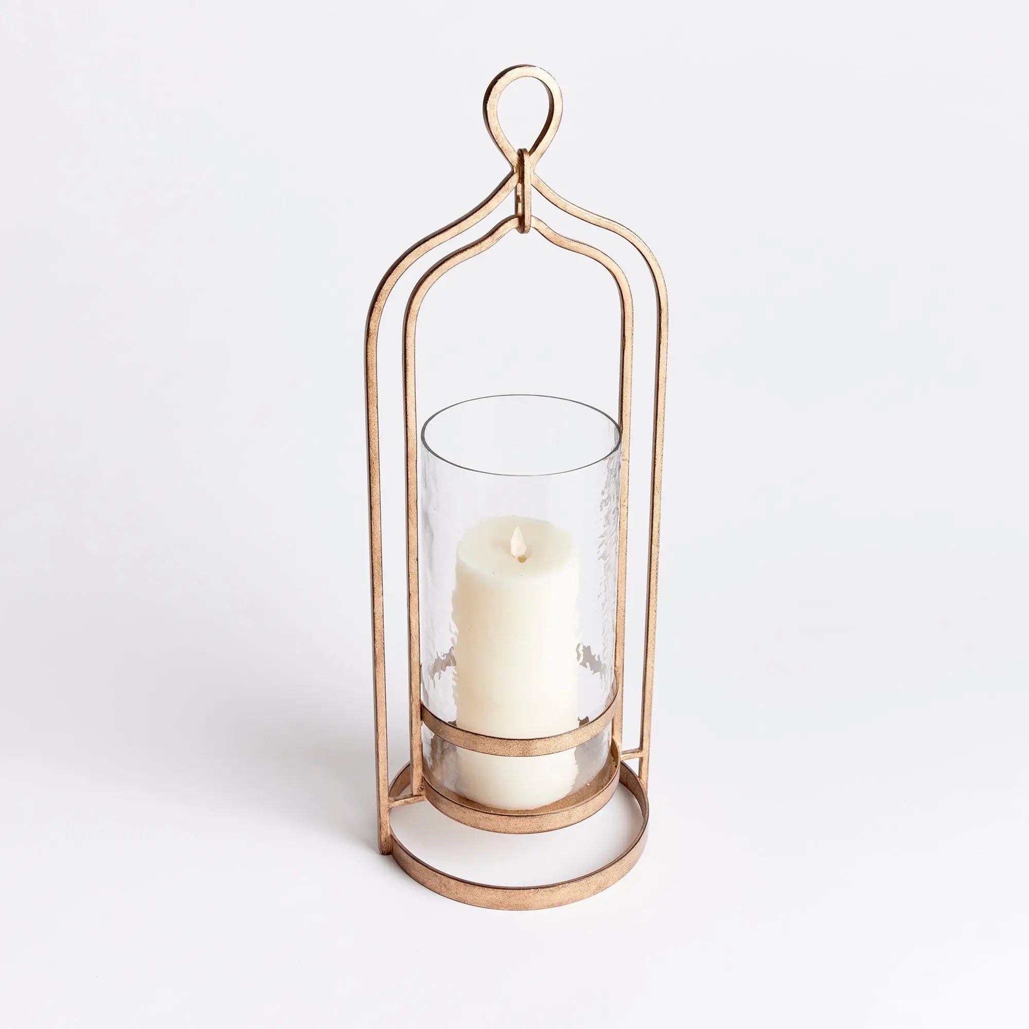 Large Amara gold hurricane with hammered glass