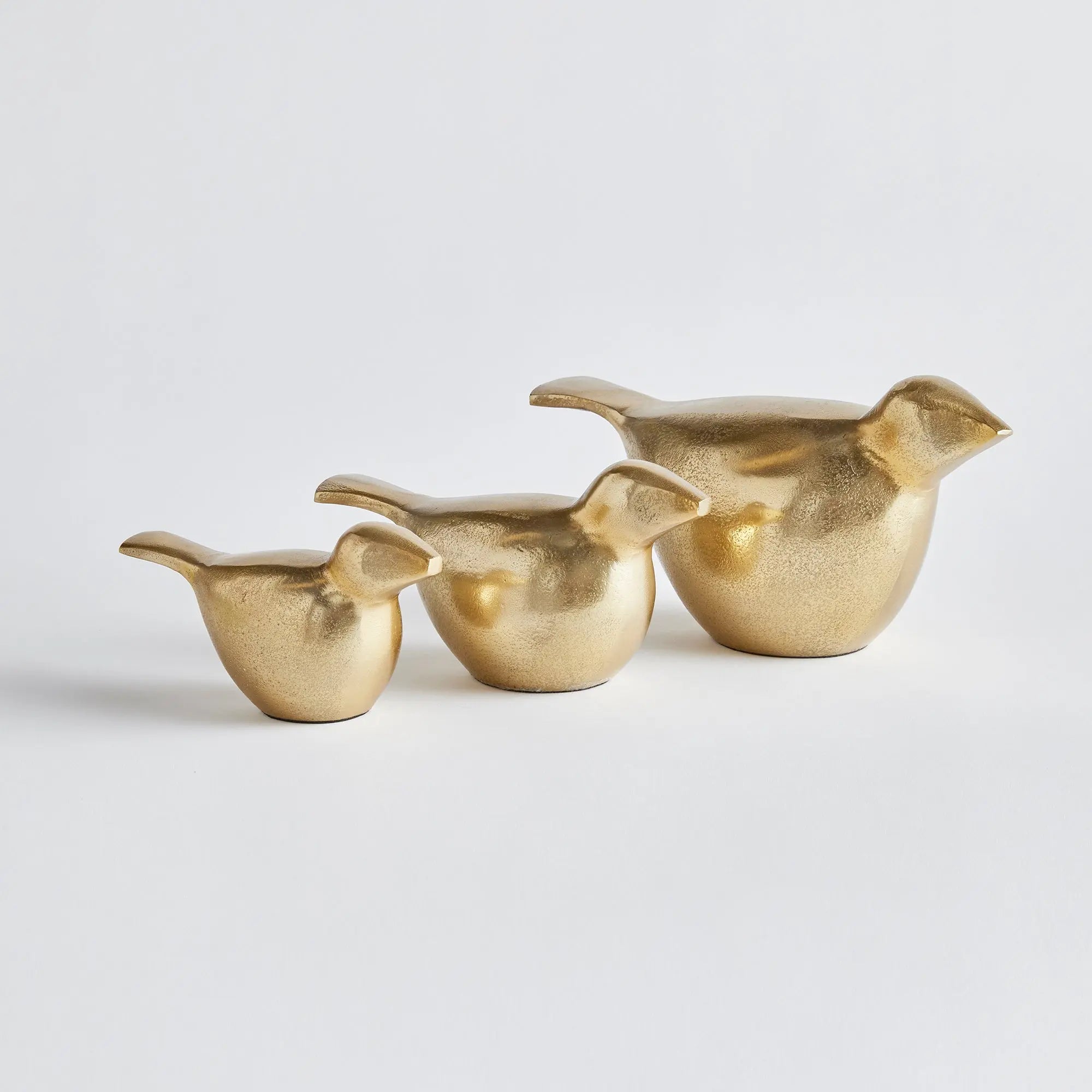 Set of 3 Modern Gold Bird Sculptures