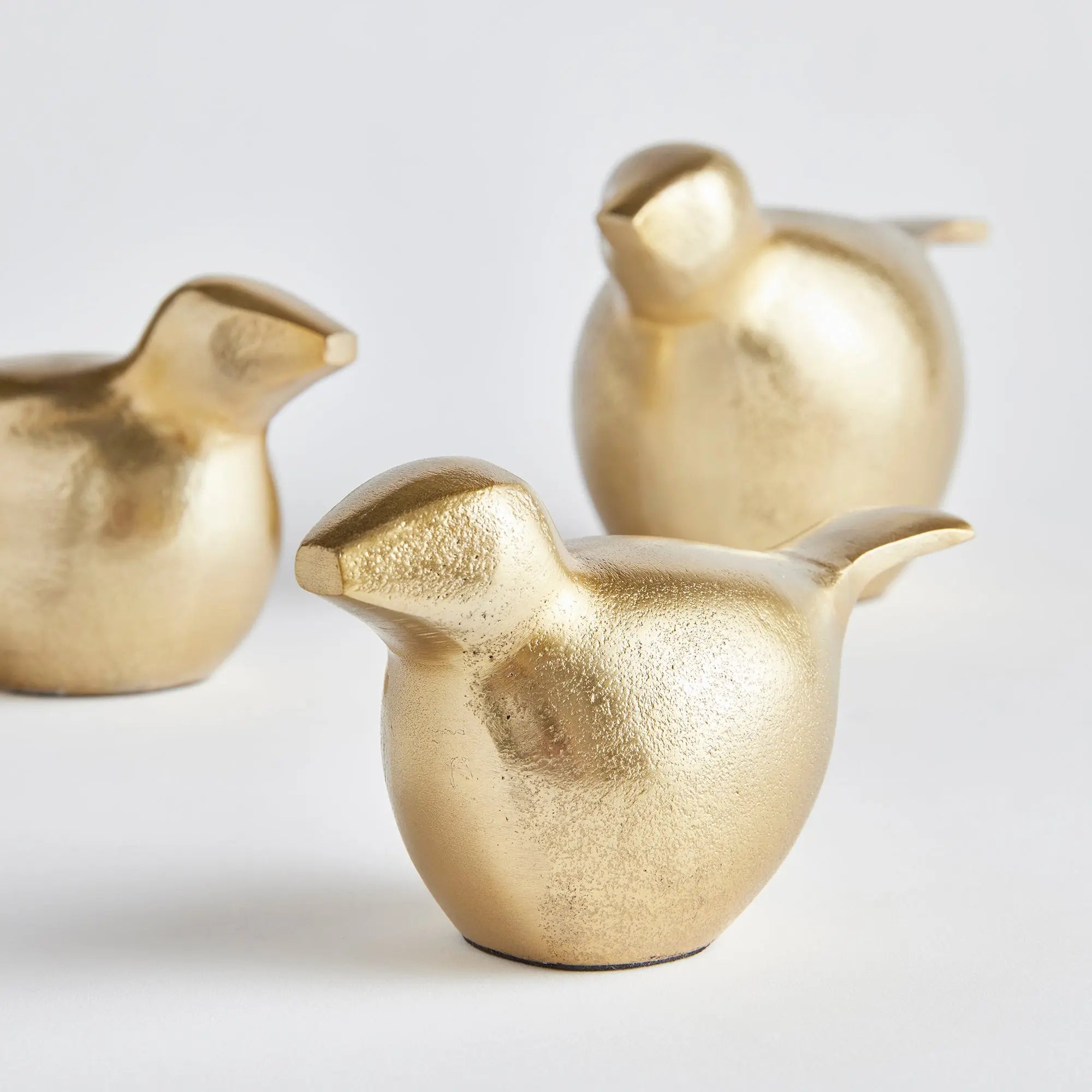 Set of 3 Modern Gold Bird Sculptures