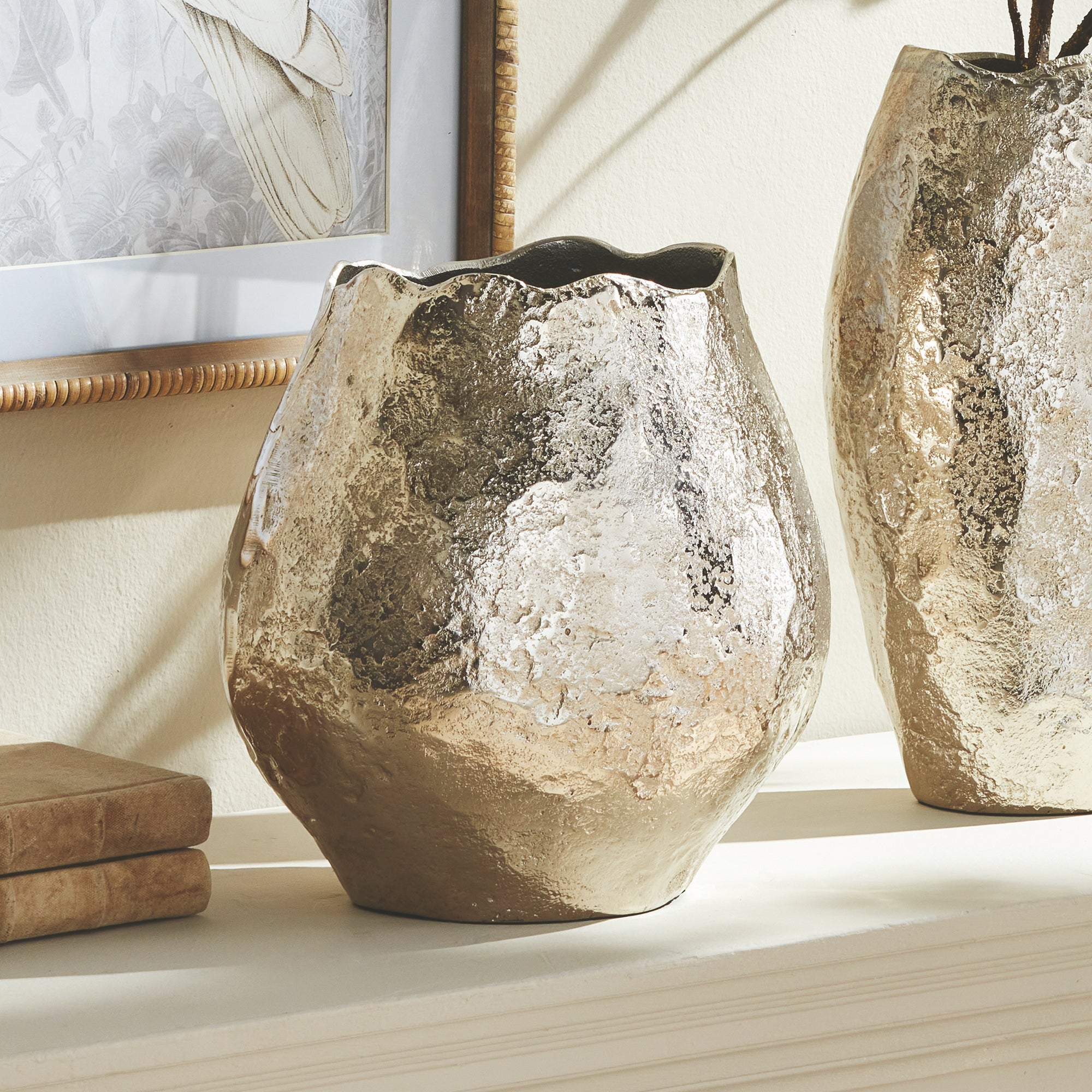 Harlin Vase – Short or Tall, Sand Cast Aluminum in Silver or Gold