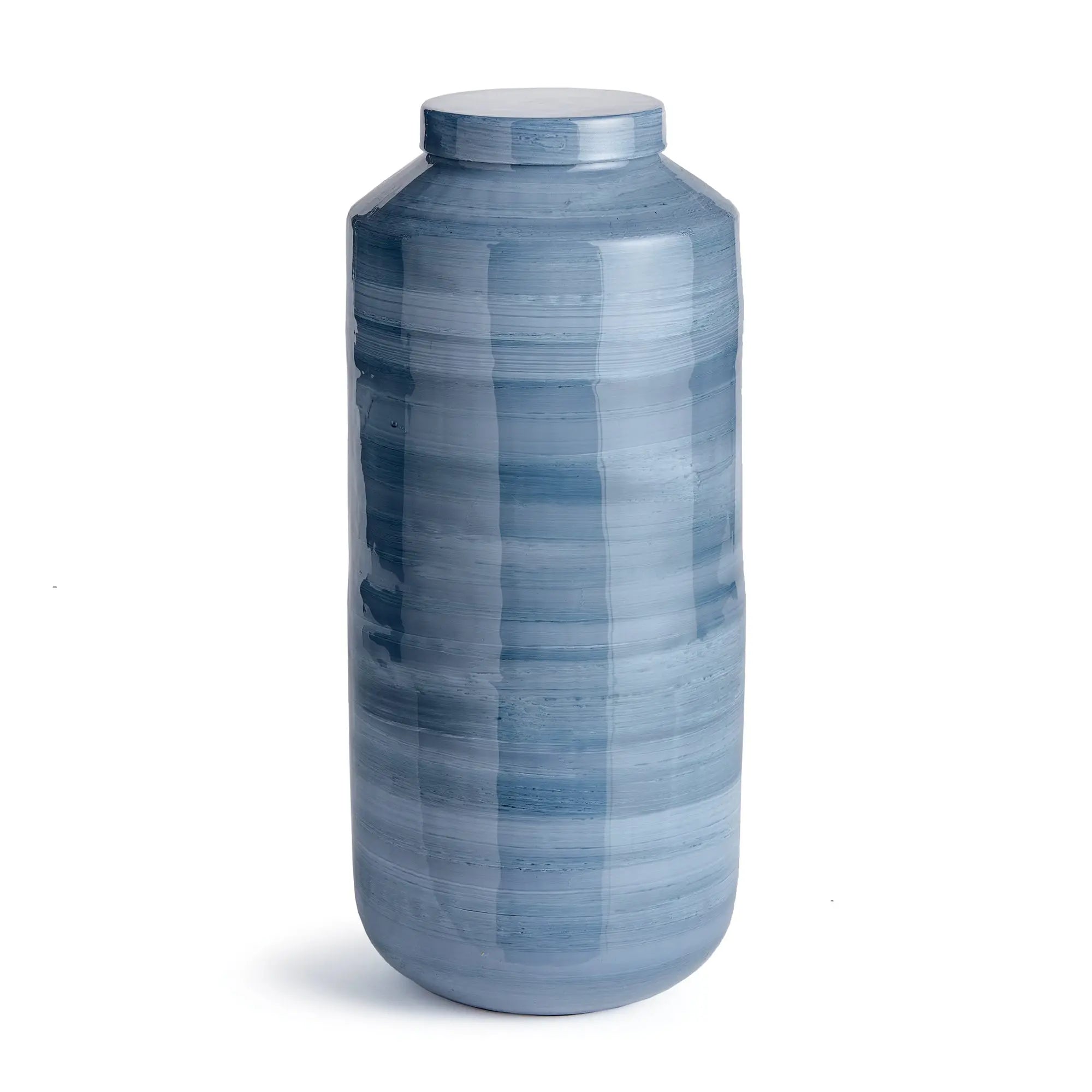 Andrey hand-painted ginger jar in coastal blue gray - LARGE