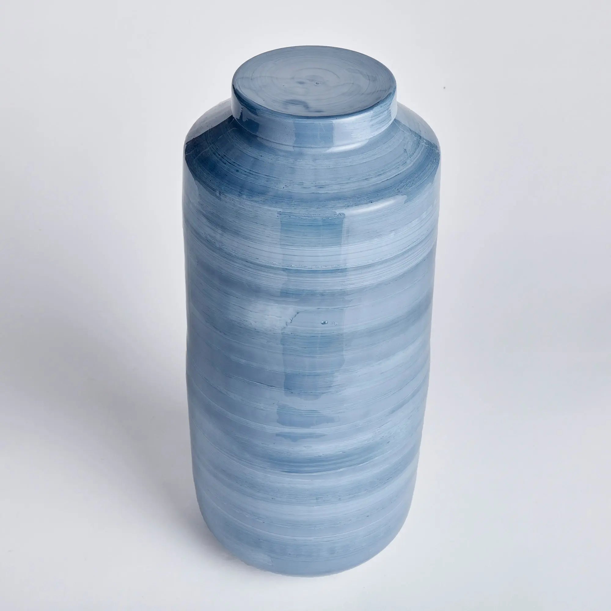 Andrey hand-painted ginger jar in coastal blue gray - LARGE