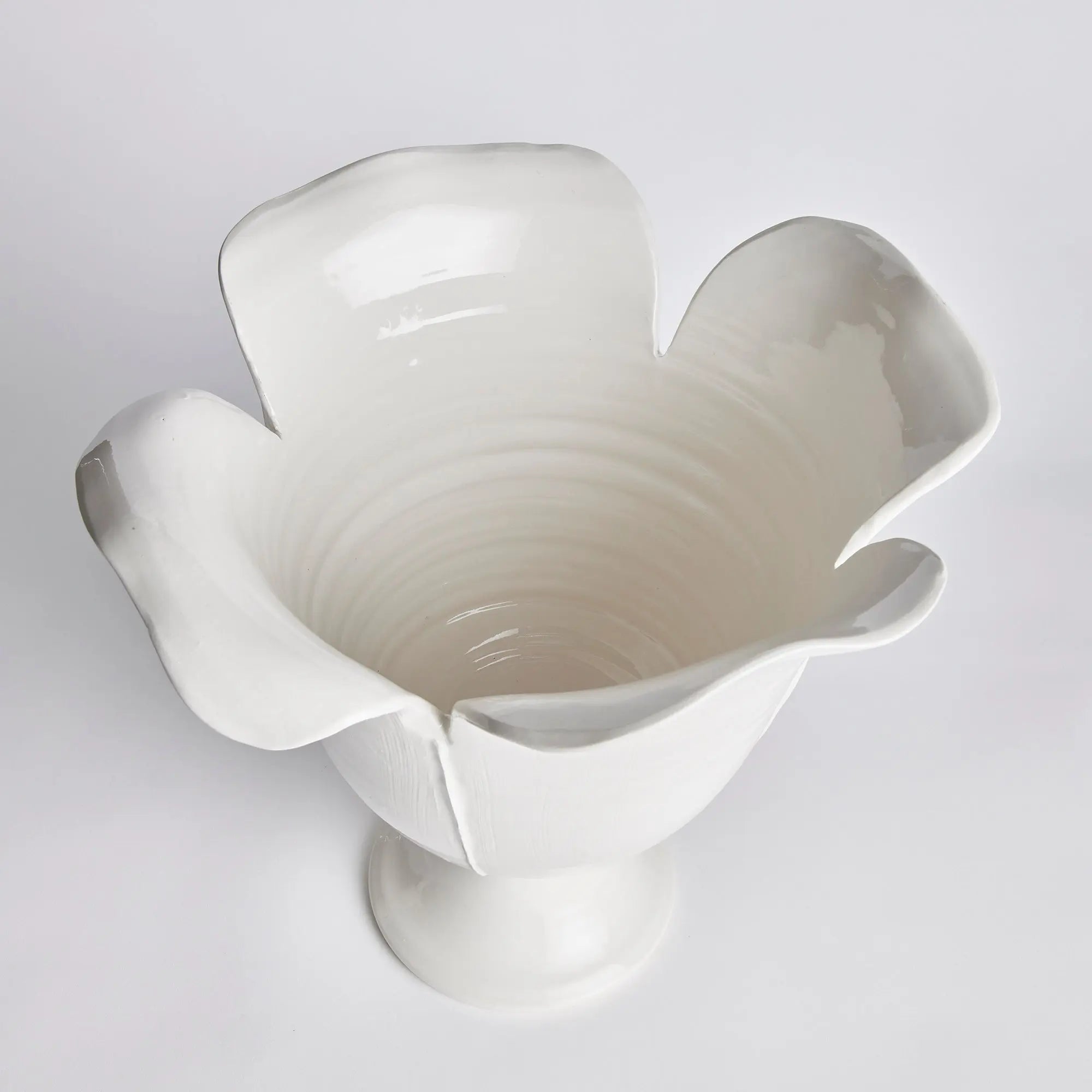 Handmade Petalo Vase - Large in White glaze with sculpted petal details
