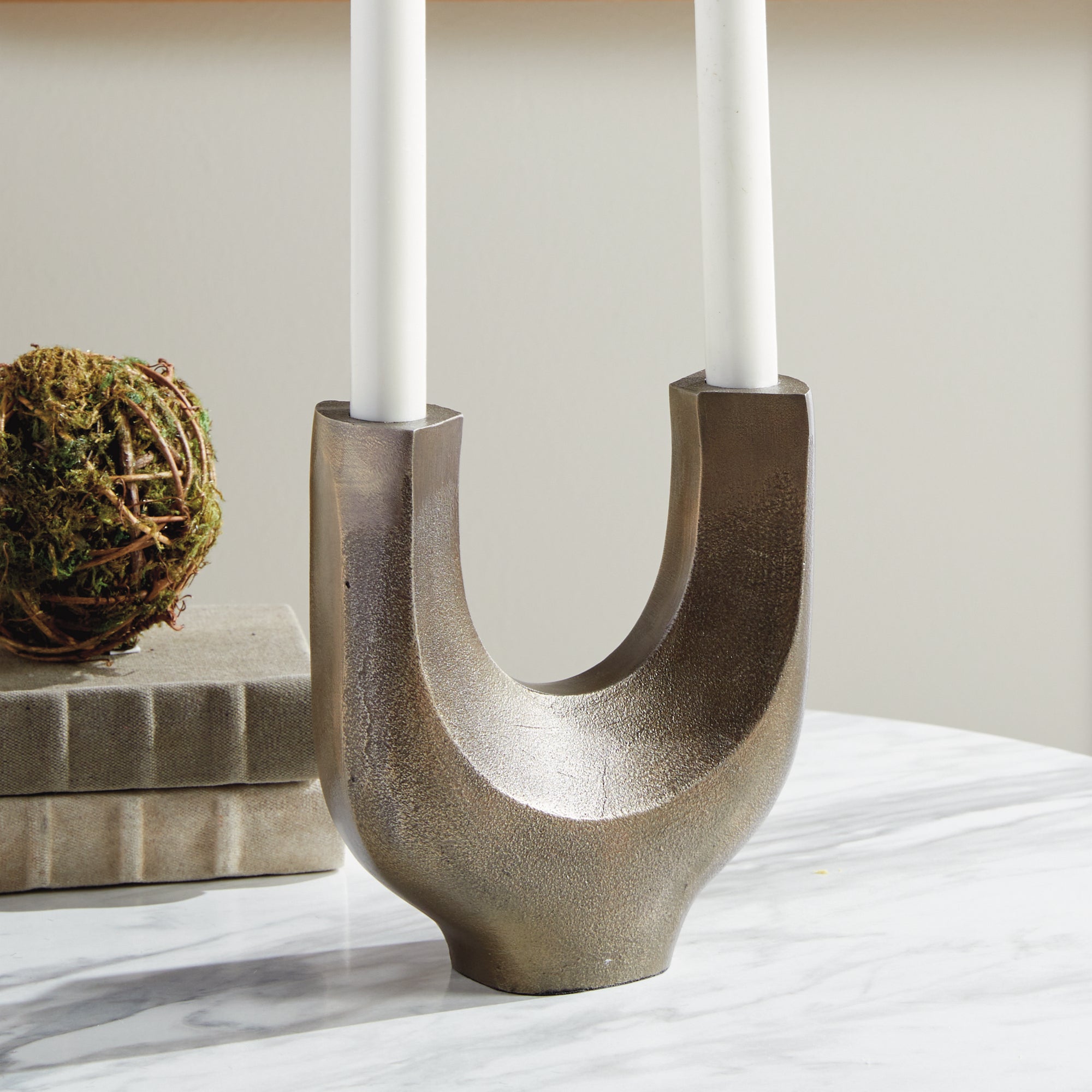 Zoey 2-taper candelabra in antique gold