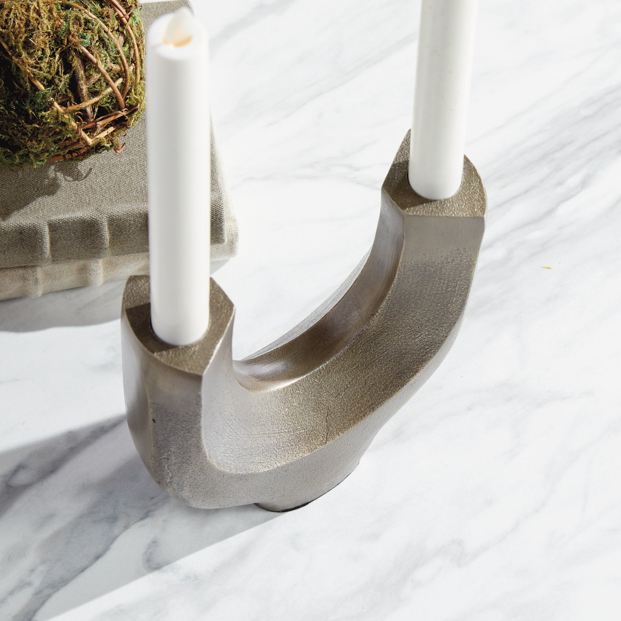 Zoey 2-taper candelabra in antique gold