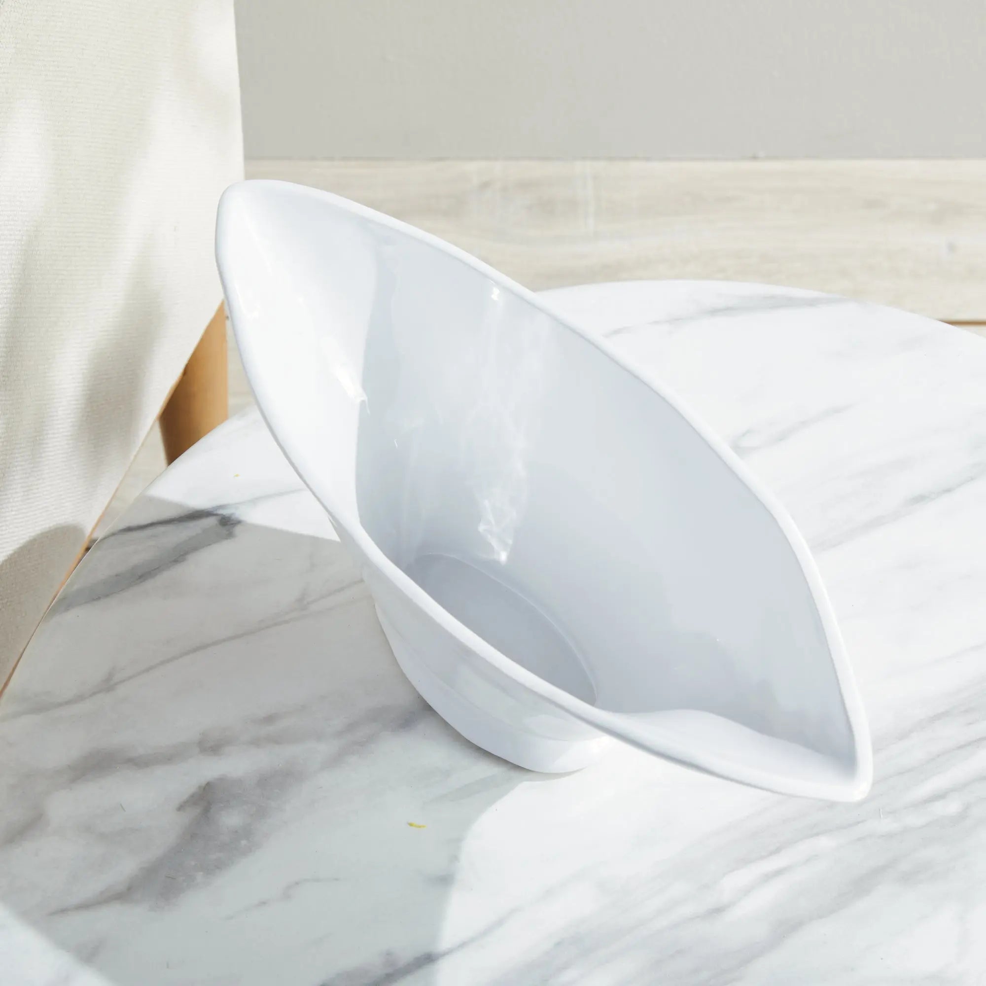 White ceramic bowl on a white background - Madara Oval Bowl - Small