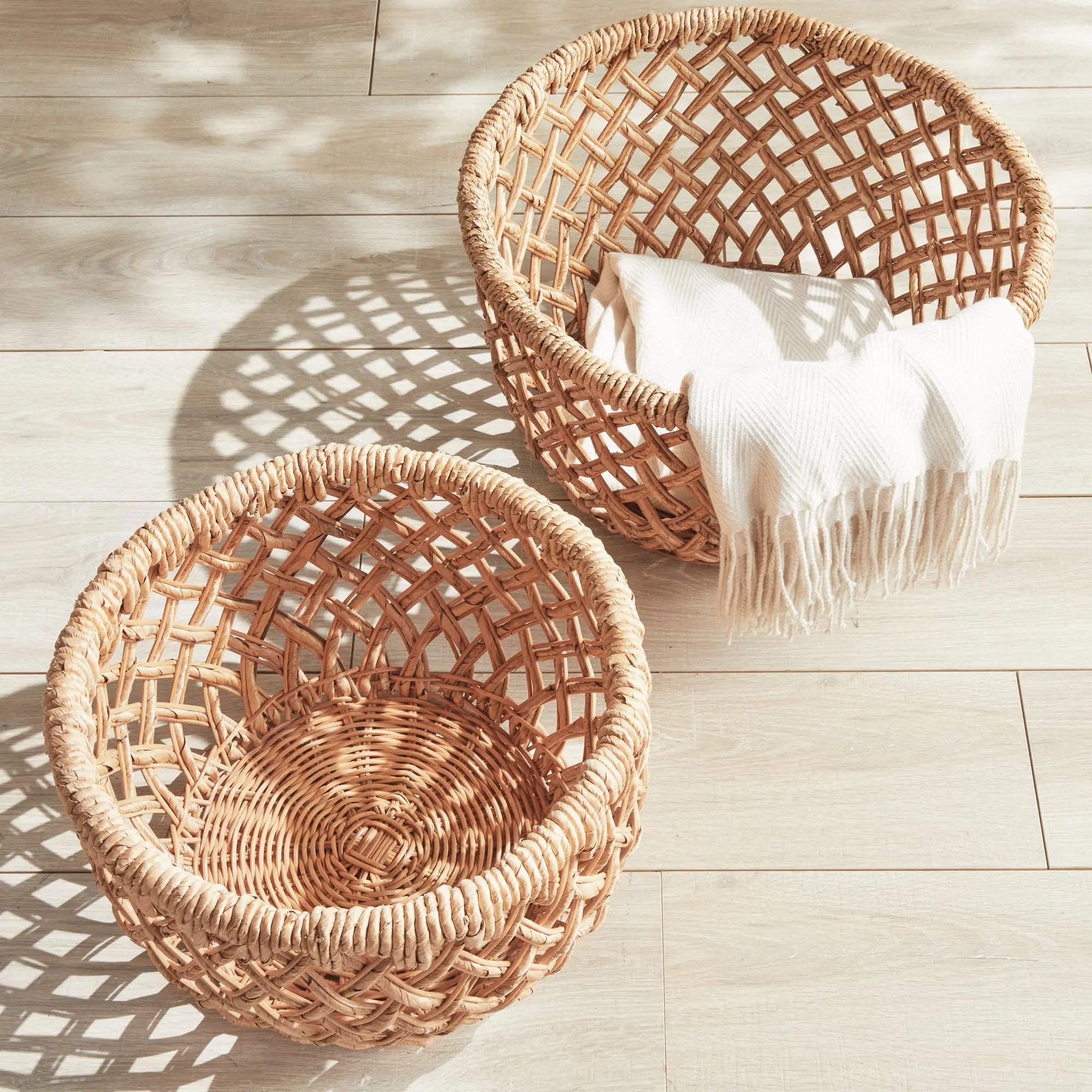 Emlyn Baskets - Set of two woven storage baskets nested
