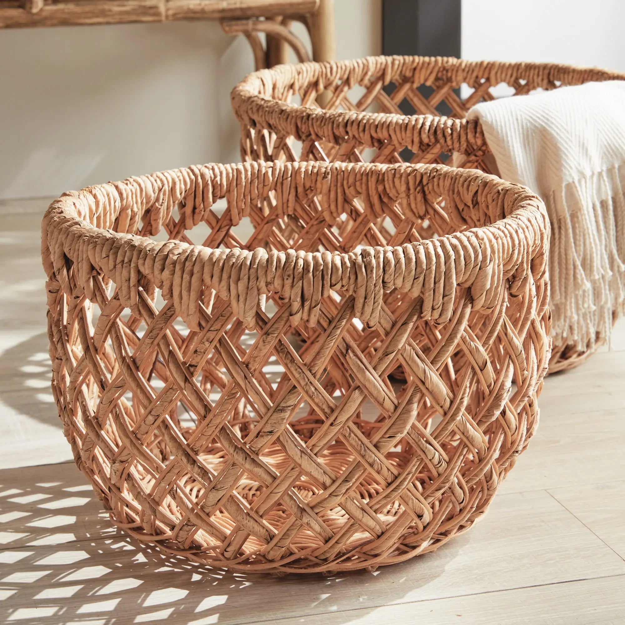 Emlyn Baskets - Set of two woven storage baskets nested