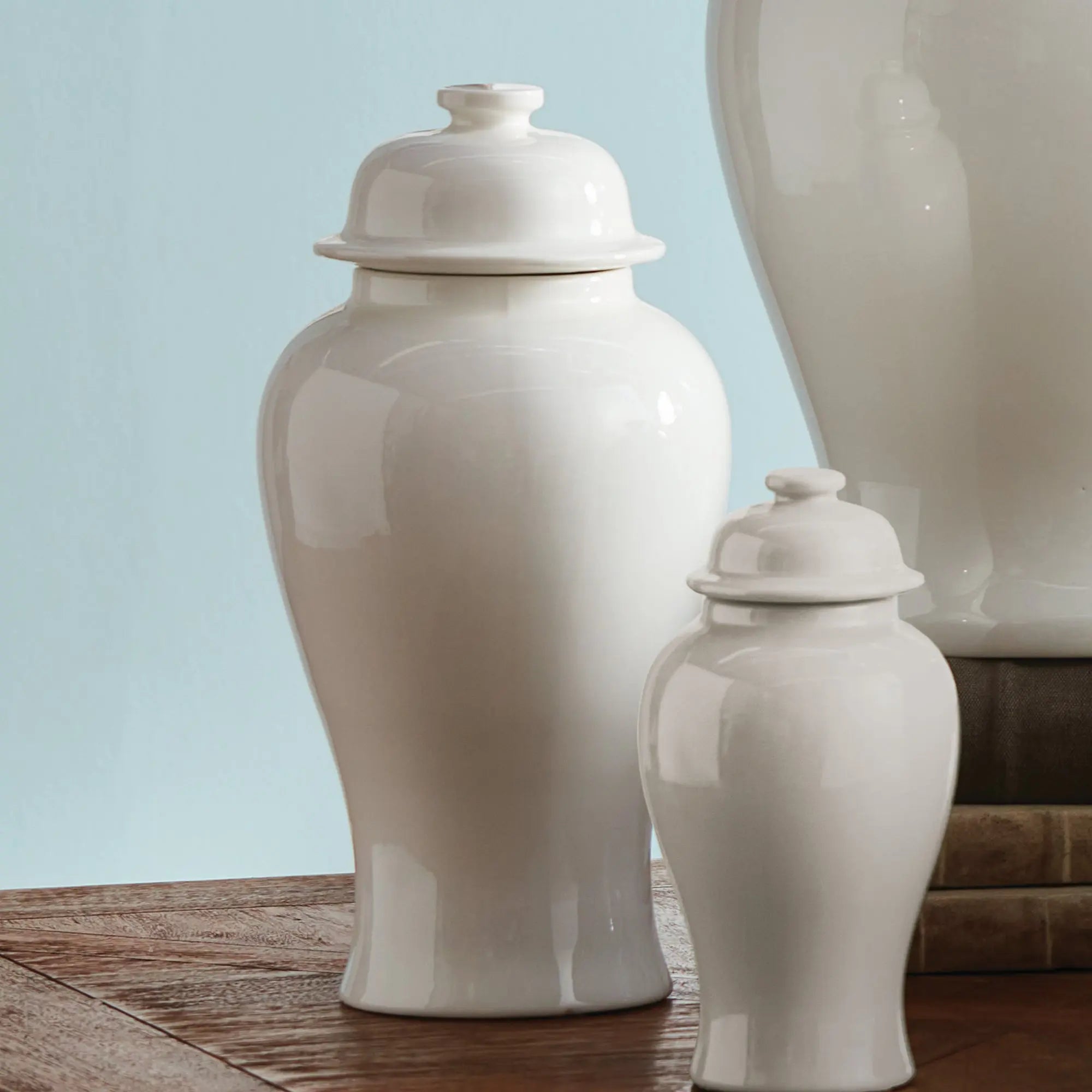 Koa Lidded Mini Ginger Jar - White Large