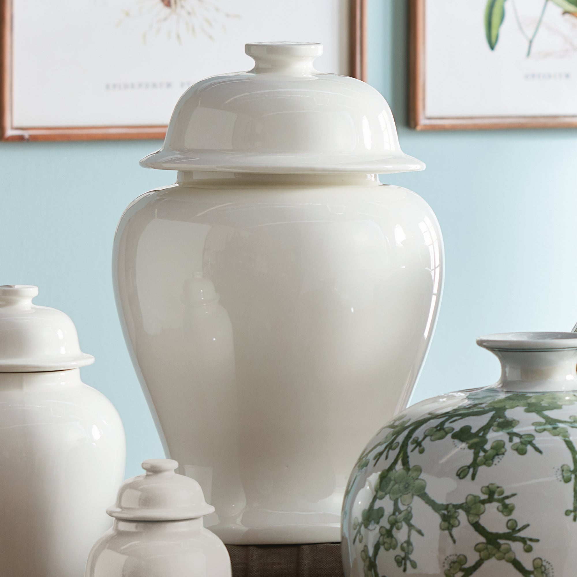 Koa Lidded Mini Wide Ginger Jar – Small or Large | Green, Blue, or White Ceramic
