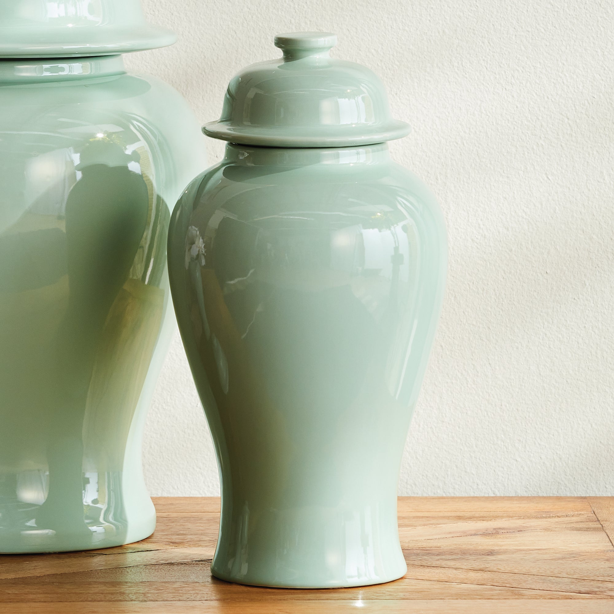 Koa Lidded Mini Wide Ginger Jar – Small or Large | Green, Blue, or White Ceramic