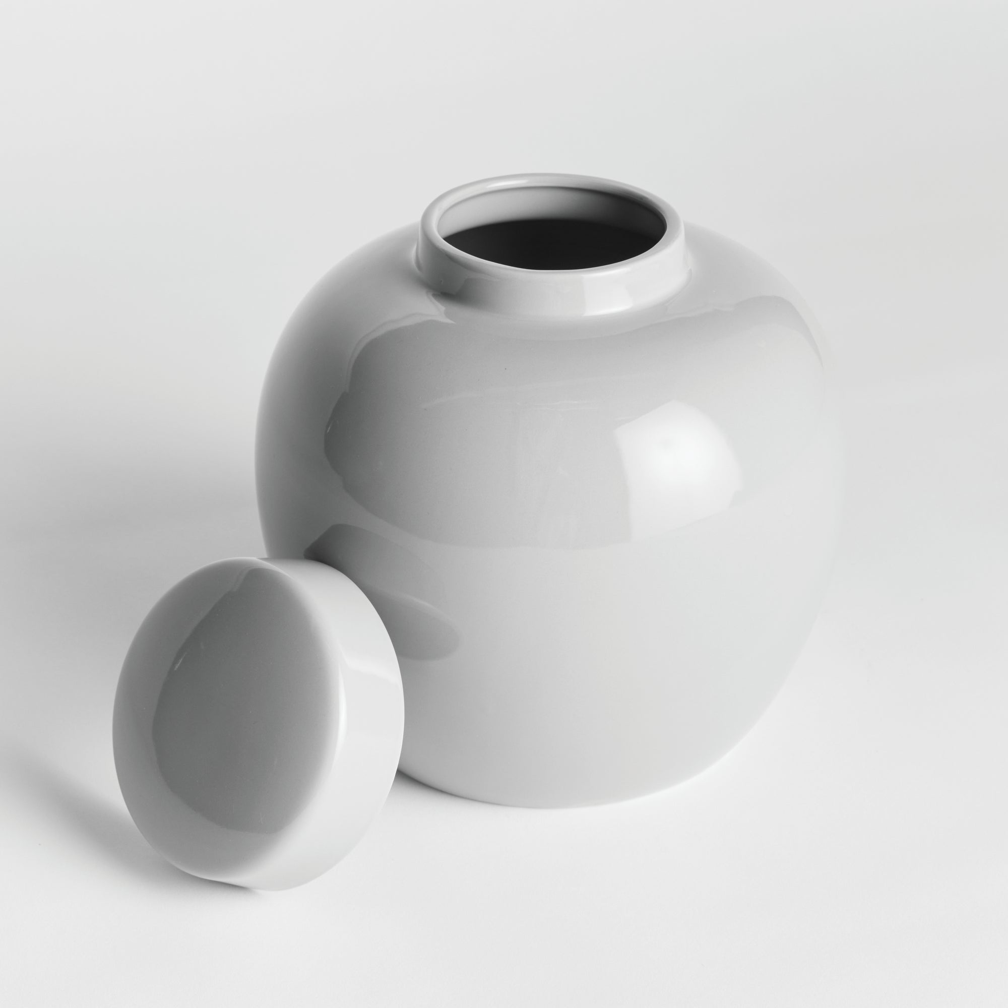 Koa Lidded Ceramic Jar – Modern Ginger Jar in White or Blue
