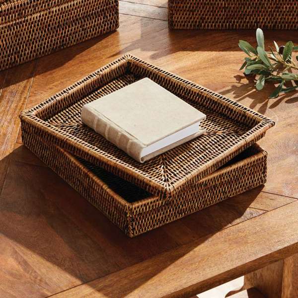 Burma Rattan Lidded Letter Box - Whitewash or Warm Brown Finish Napa Home & Garden