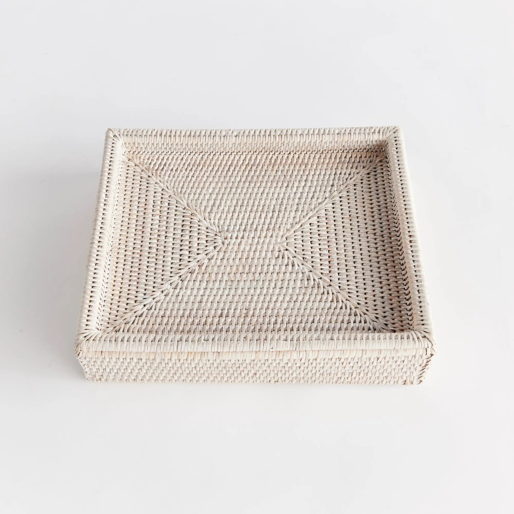 Whitewash Rattan Letter Box with Lid