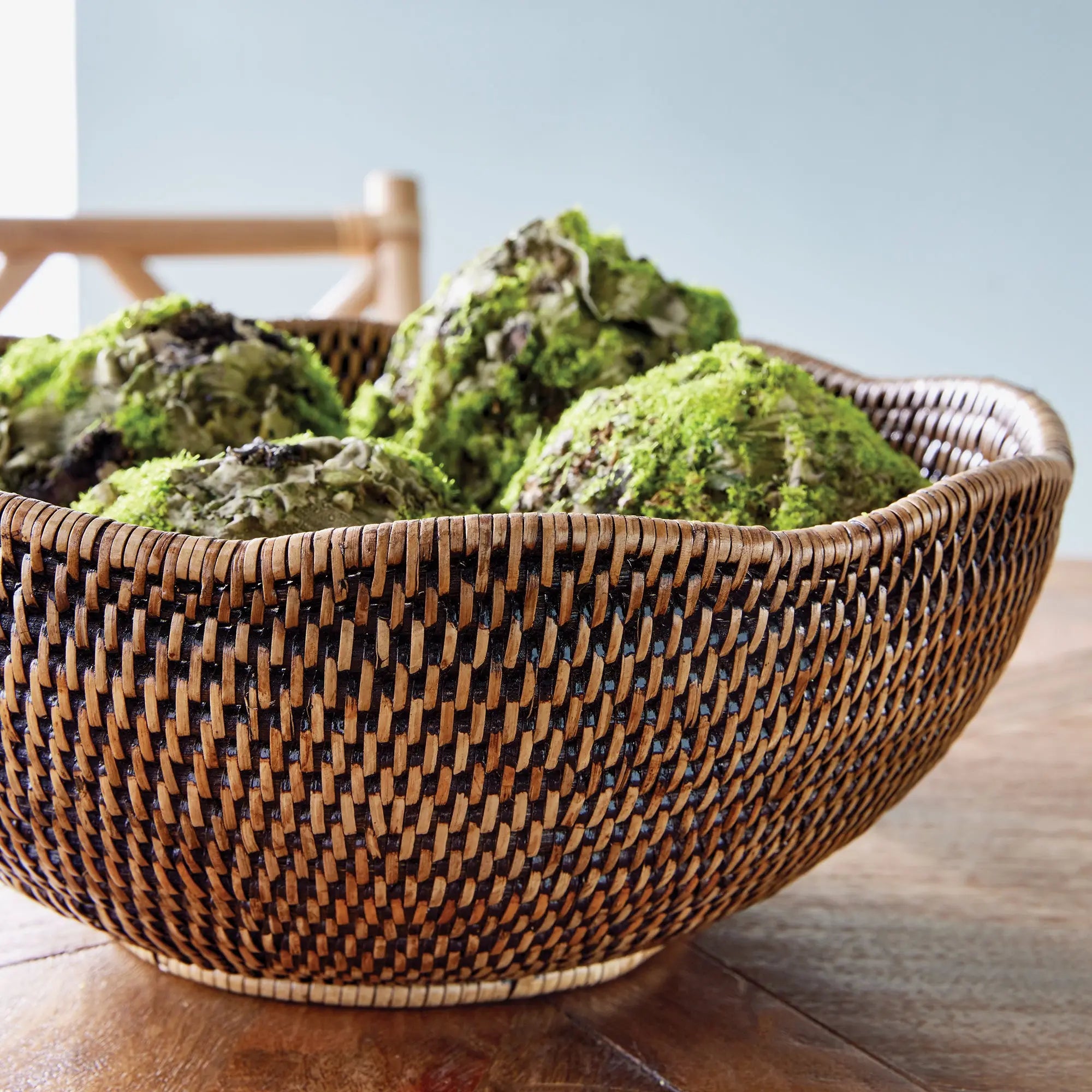 Burma Rattan Scalloped Edge Bowl - Warm Brown | SMALL