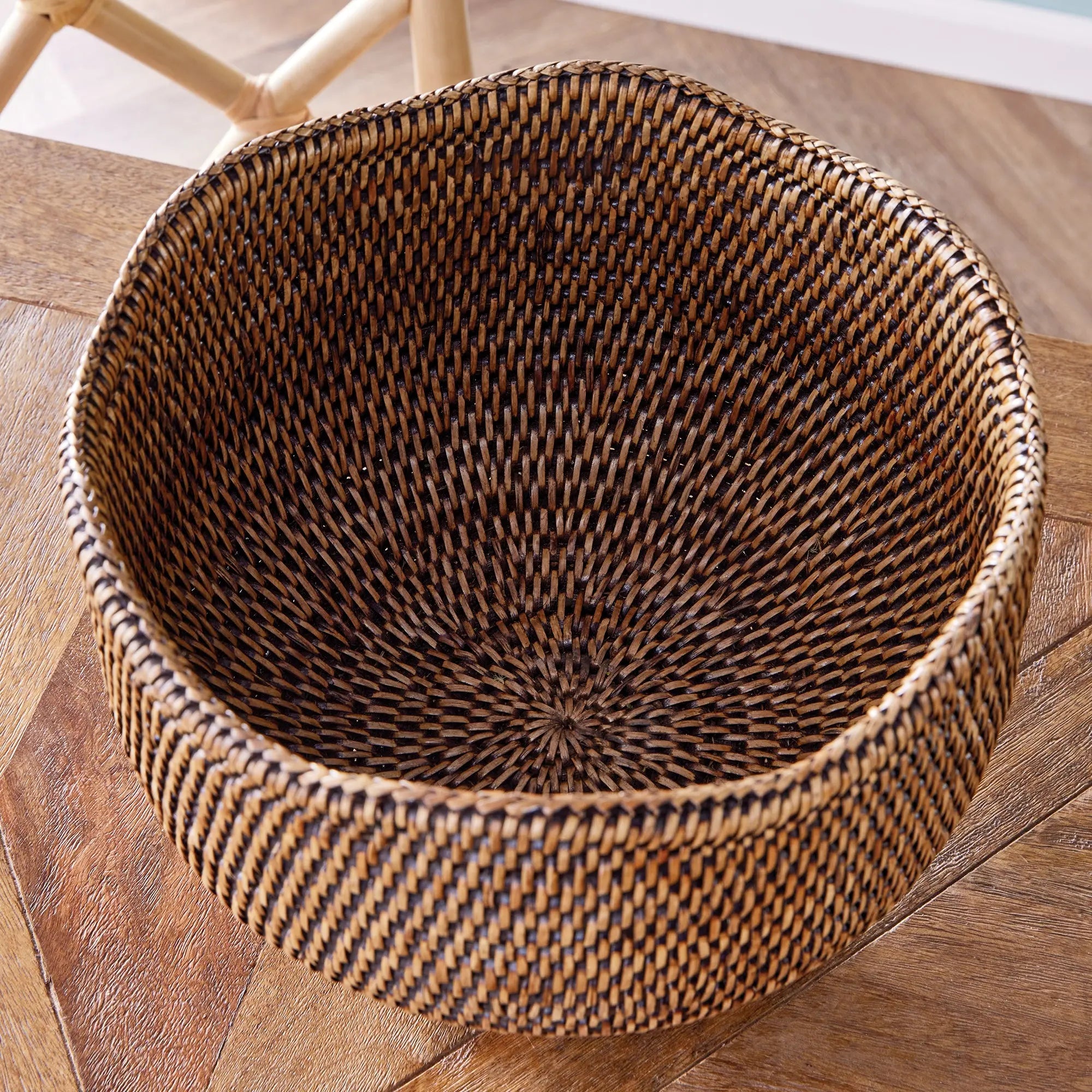 Burma Rattan Footed Cachepot - Warm Brown
