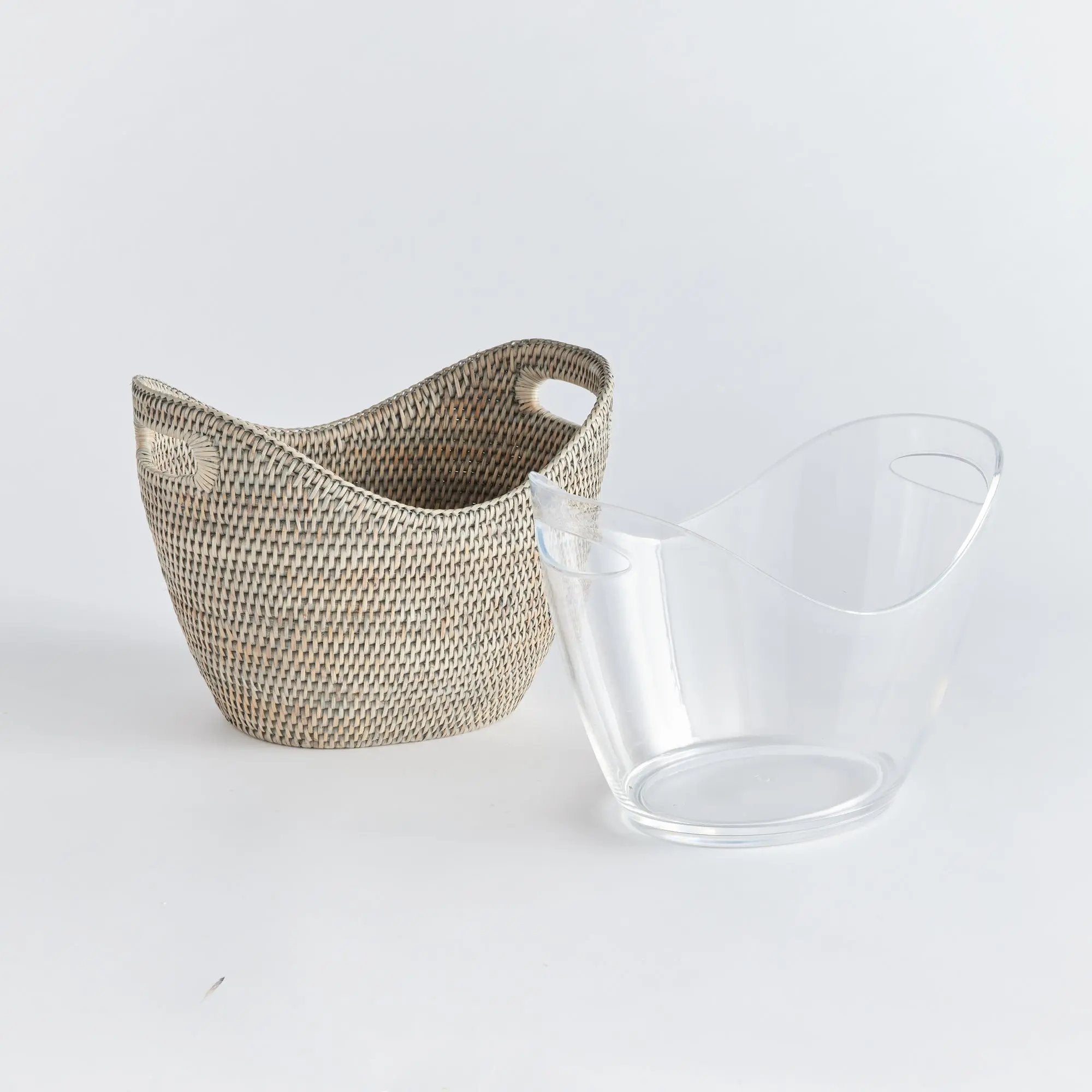 Burma Rattan Beverage Tub - Graywash | LARGE