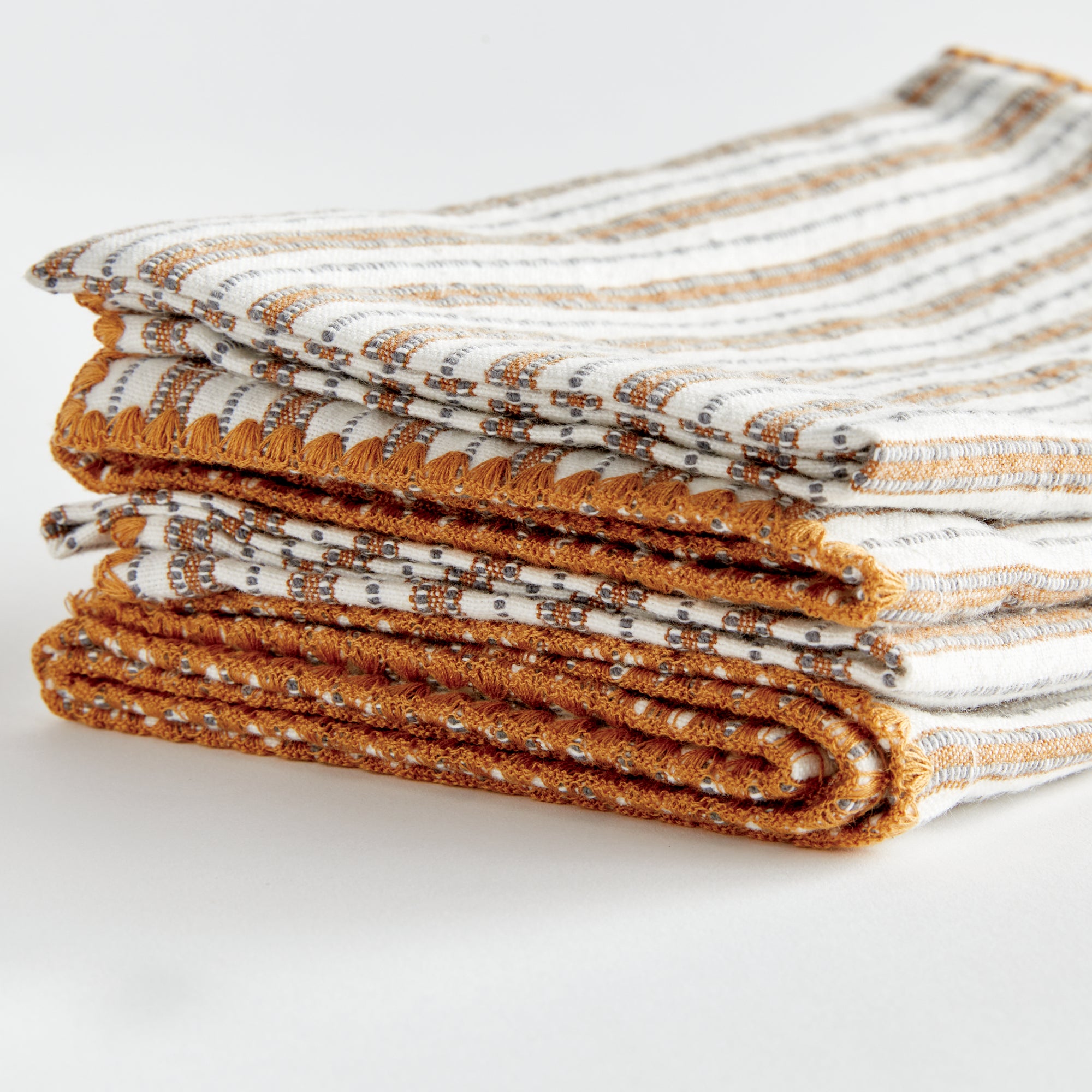 Sutton Napkins - Ochre cotton napkins tied with ribbon