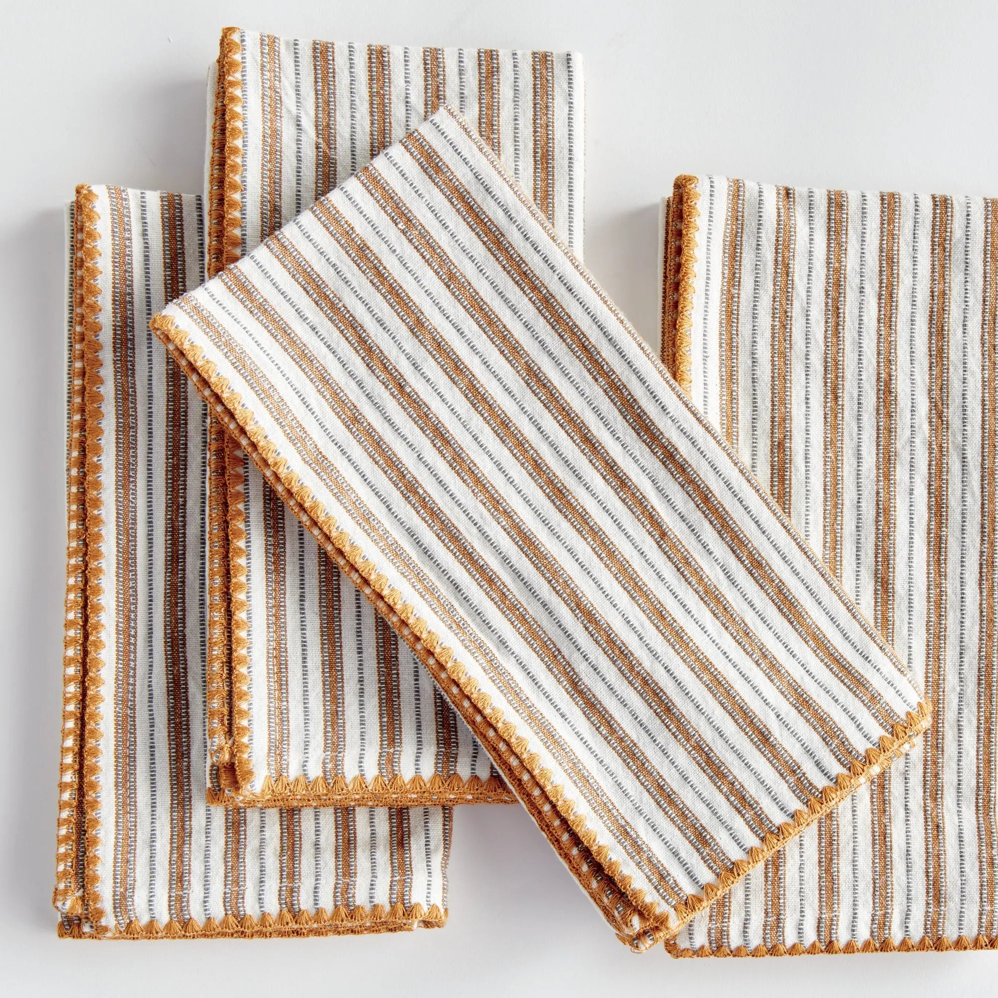 Sutton Napkins - Ochre cotton napkins tied with ribbon