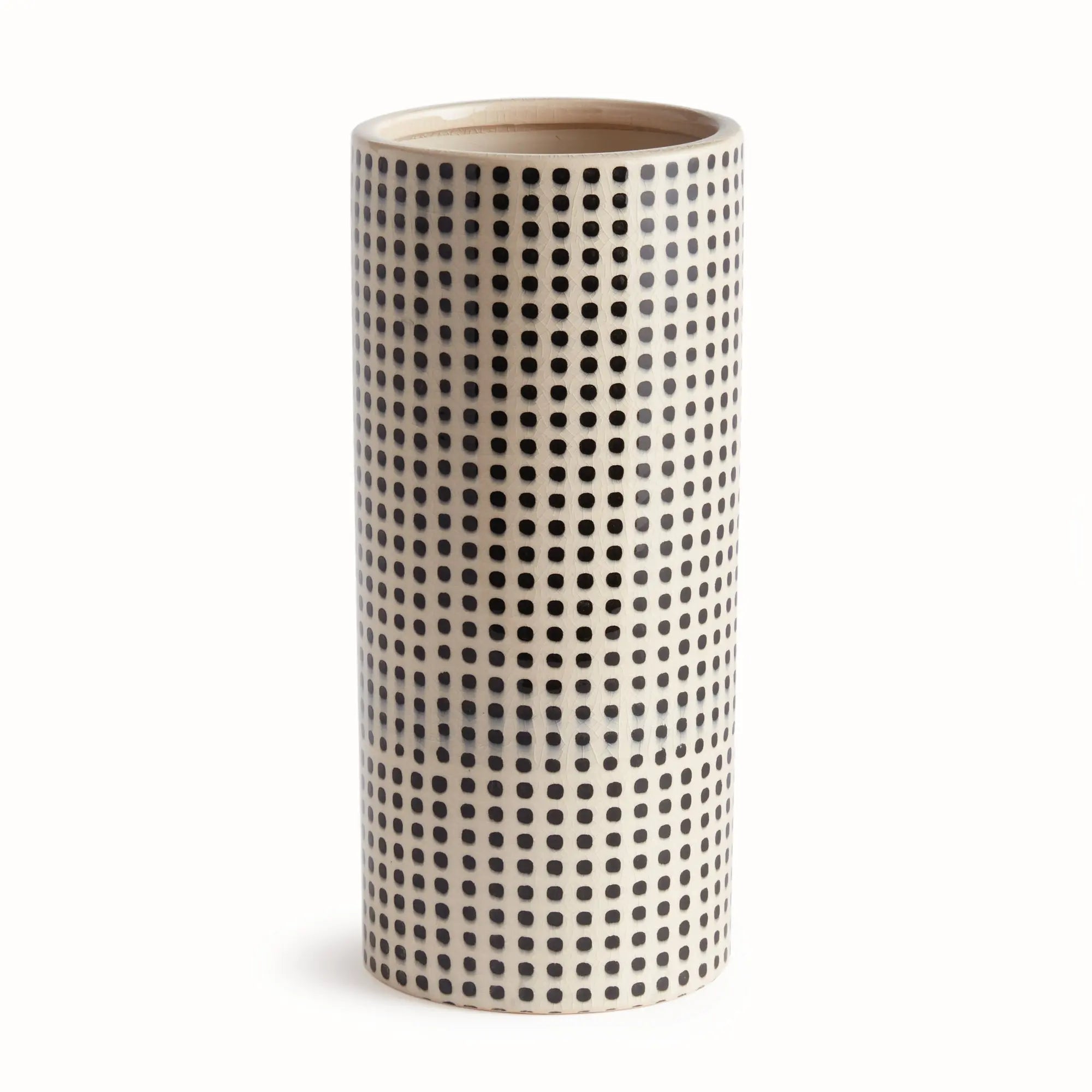 Mina Vase - handcrafted black and white ceramic vase with repeating dot pattern for transitional home dΓ©cor and floral arrangements