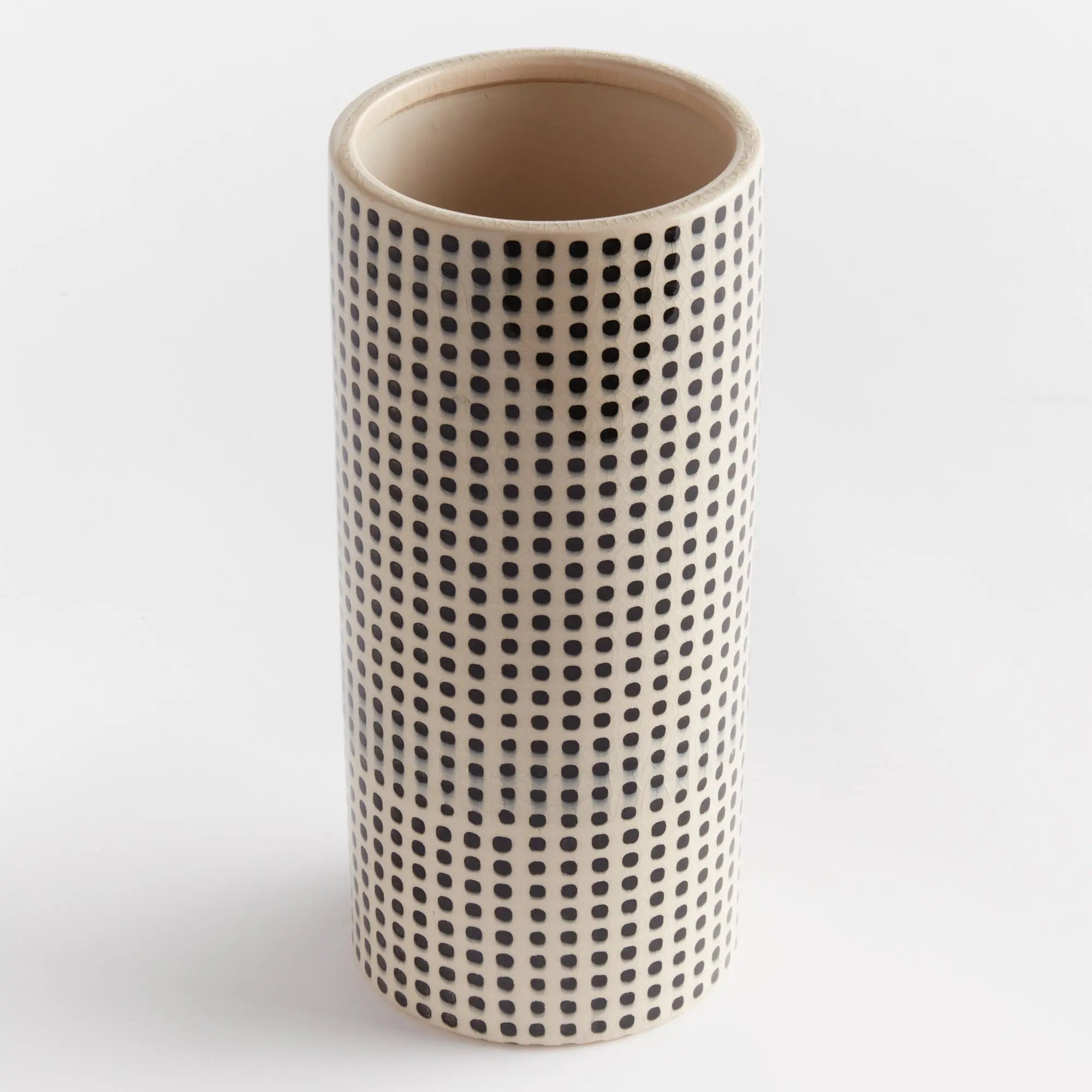 Mina Vase - handcrafted black and white ceramic vase with repeating dot pattern for transitional home dΓ©cor and floral arrangements