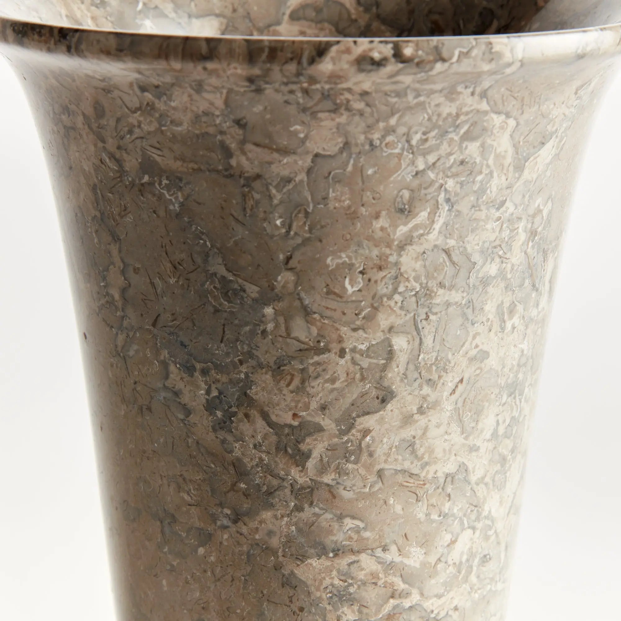Claria footed vase in natural marble with brown veining