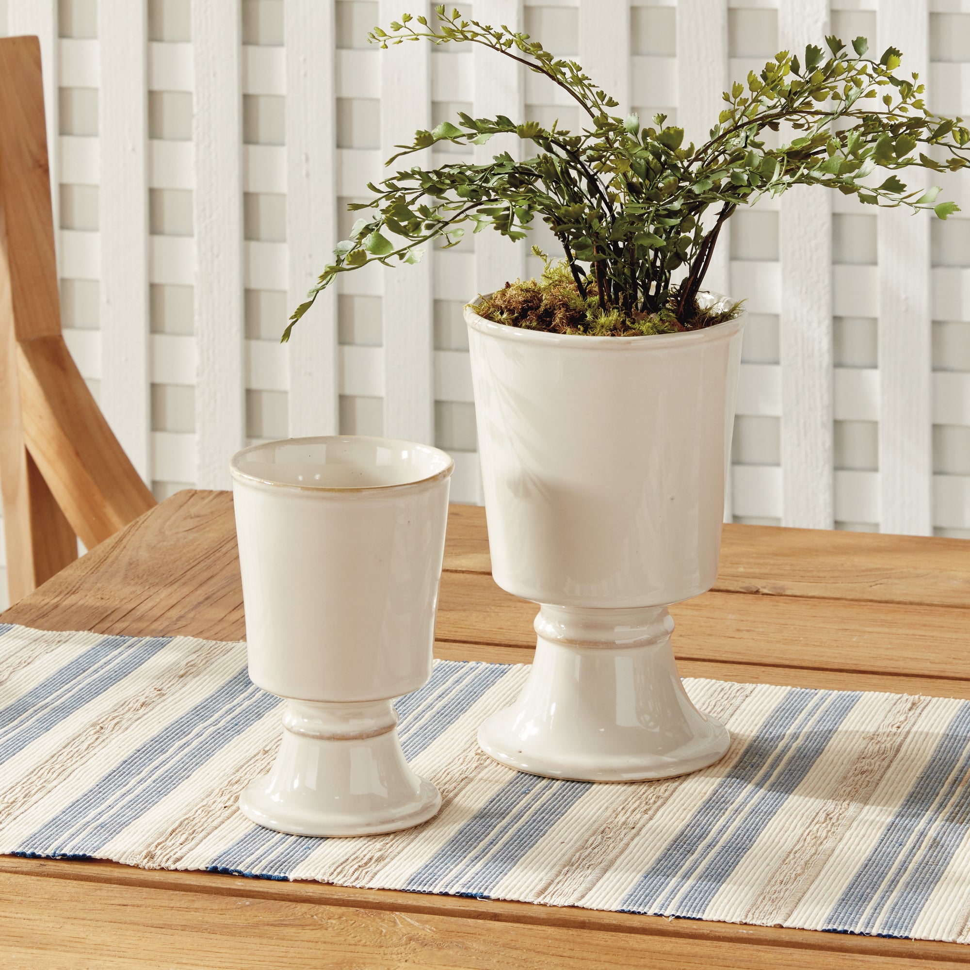 Kelcy Footed Cahcepots, SET OF 2 | CREAM