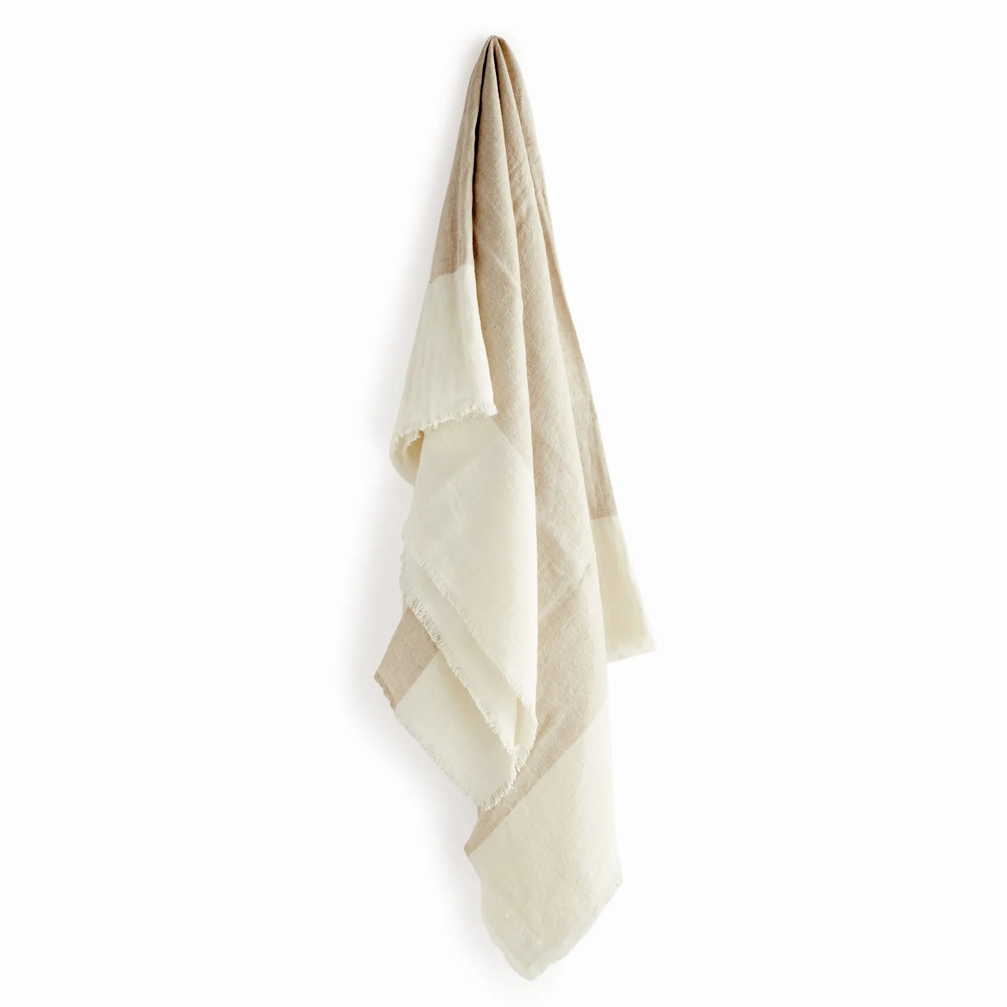 Anika European Linen Throw - FLAX/IVORY