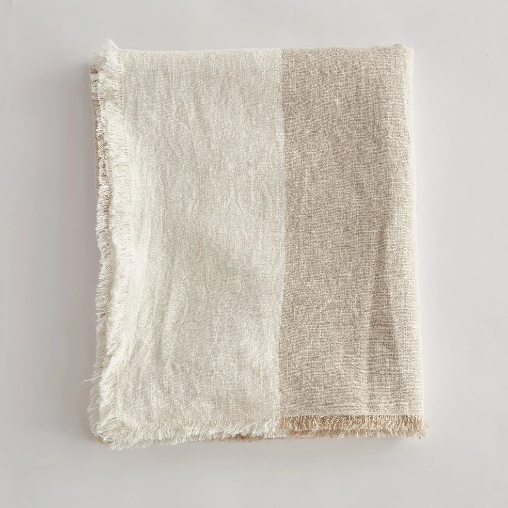 Anika European Linen Throw - FLAX/IVORY