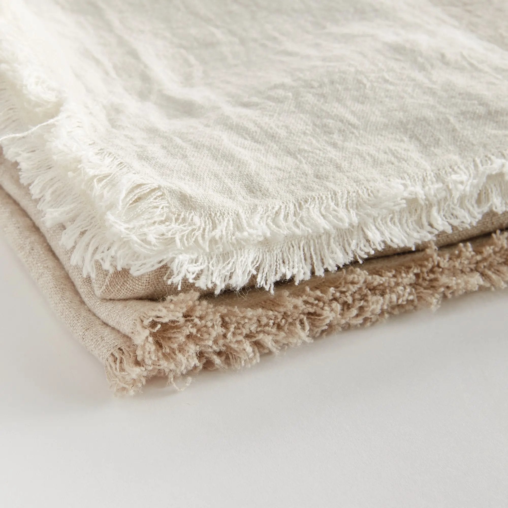 Anika European Linen Throw - FLAX/IVORY