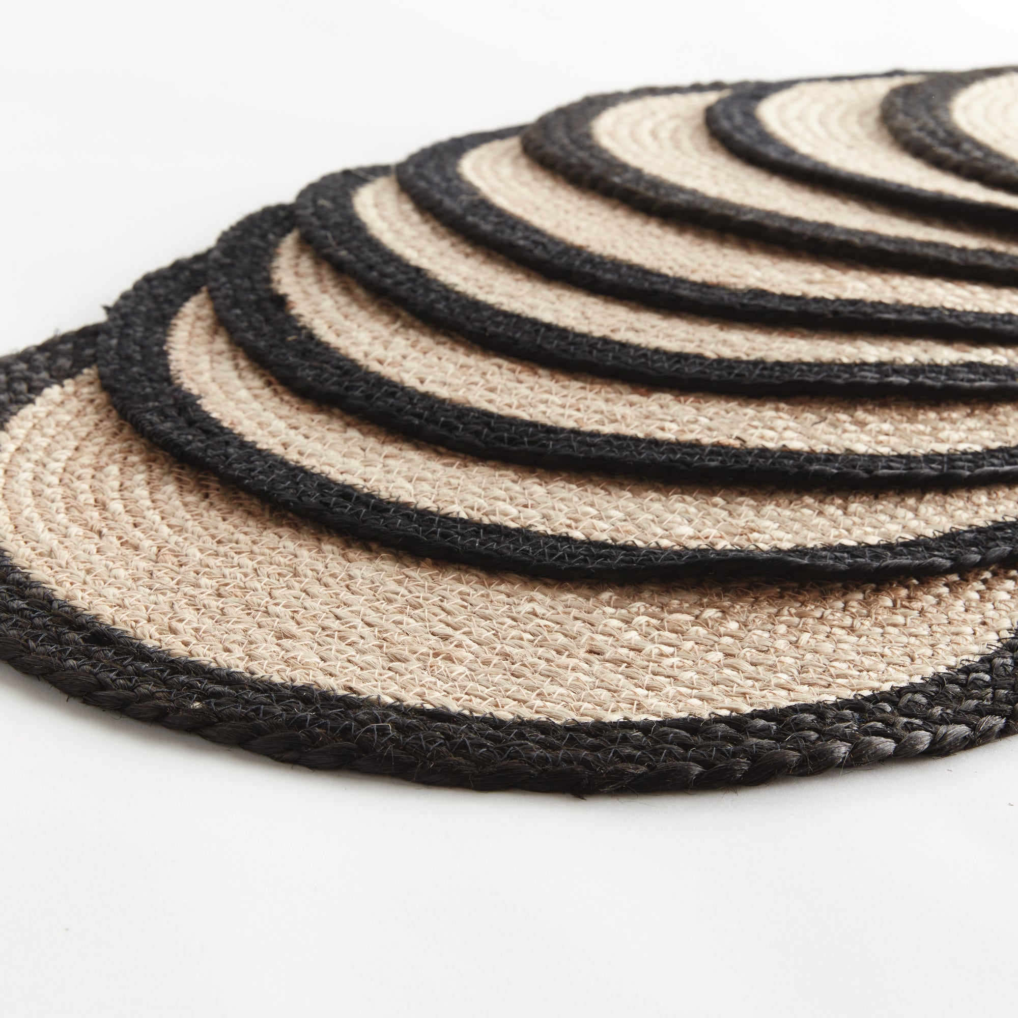 Jute Coil Round Placemats – Set of 8 | Natural with Color Trim Options
