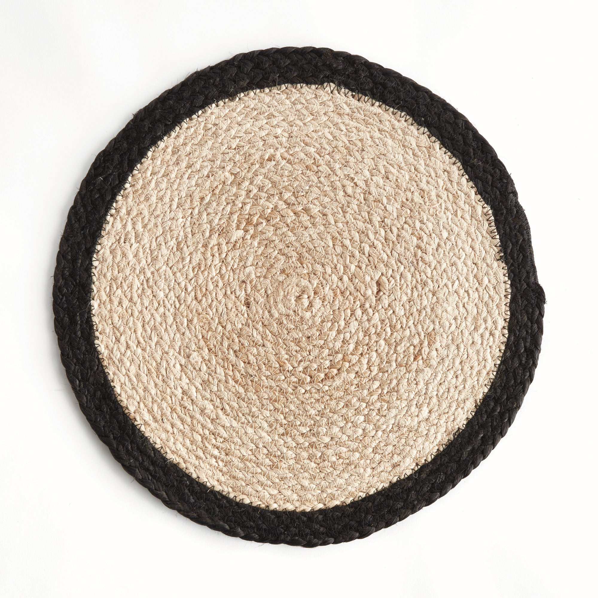 Jute Coil Round Placemats – Set of 8 | Natural with Color Trim Options