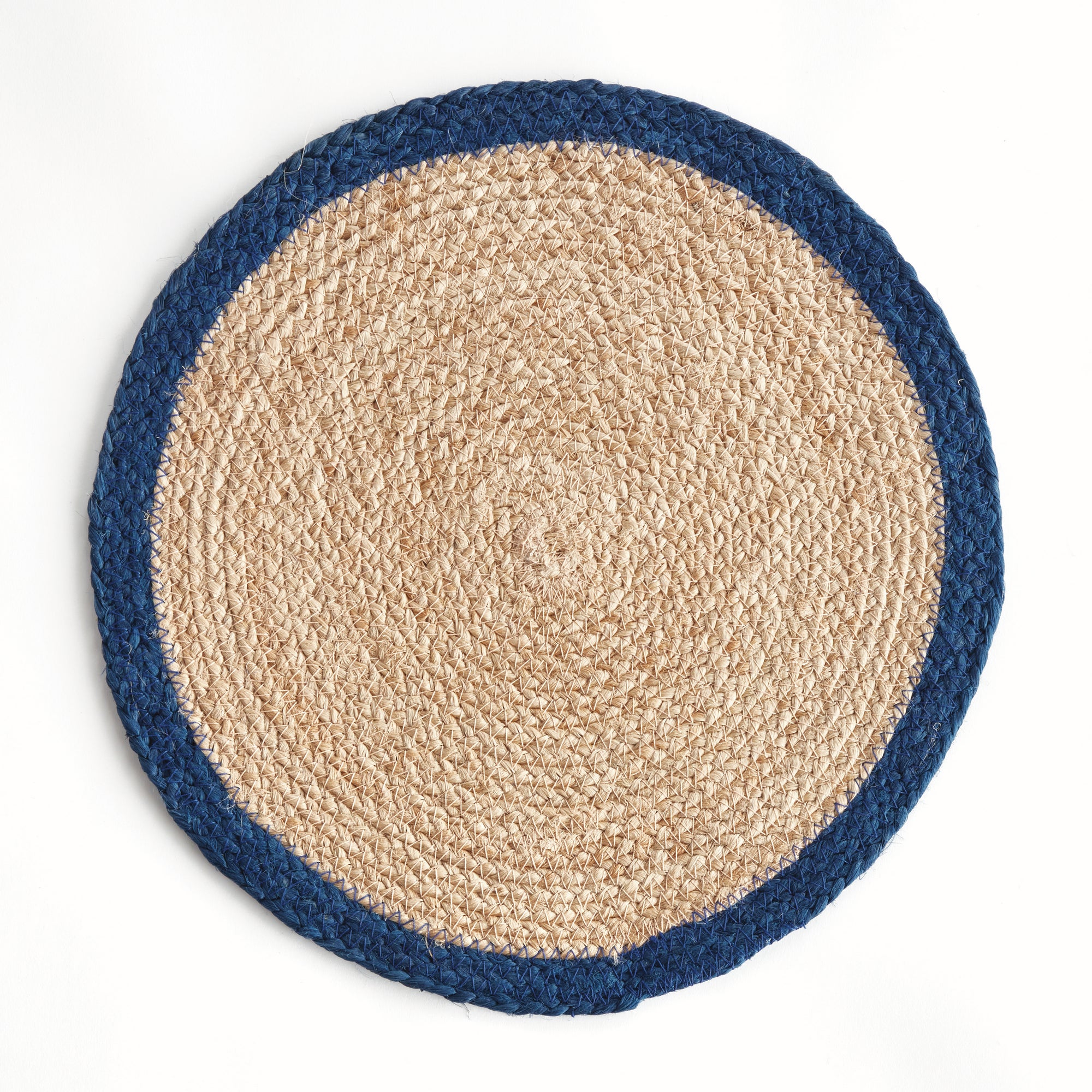 Jute Coil Round Placemats – Set of 8 | Natural with Color Trim Options