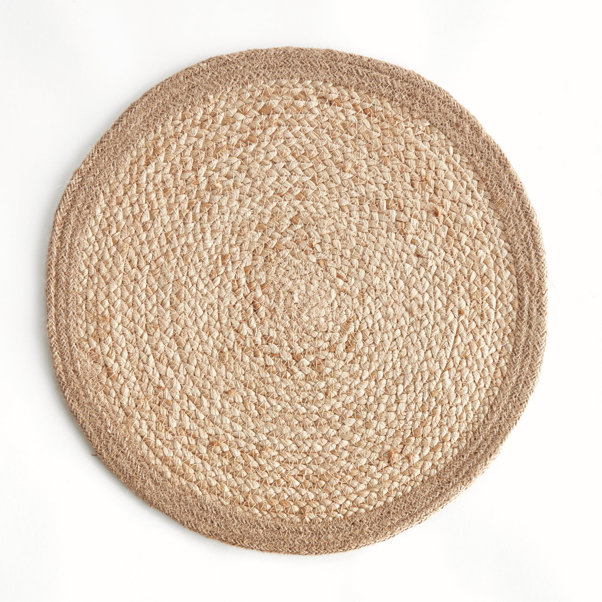 Jute Coil Round Placemats – Set of 8 | Natural with Color Trim Options