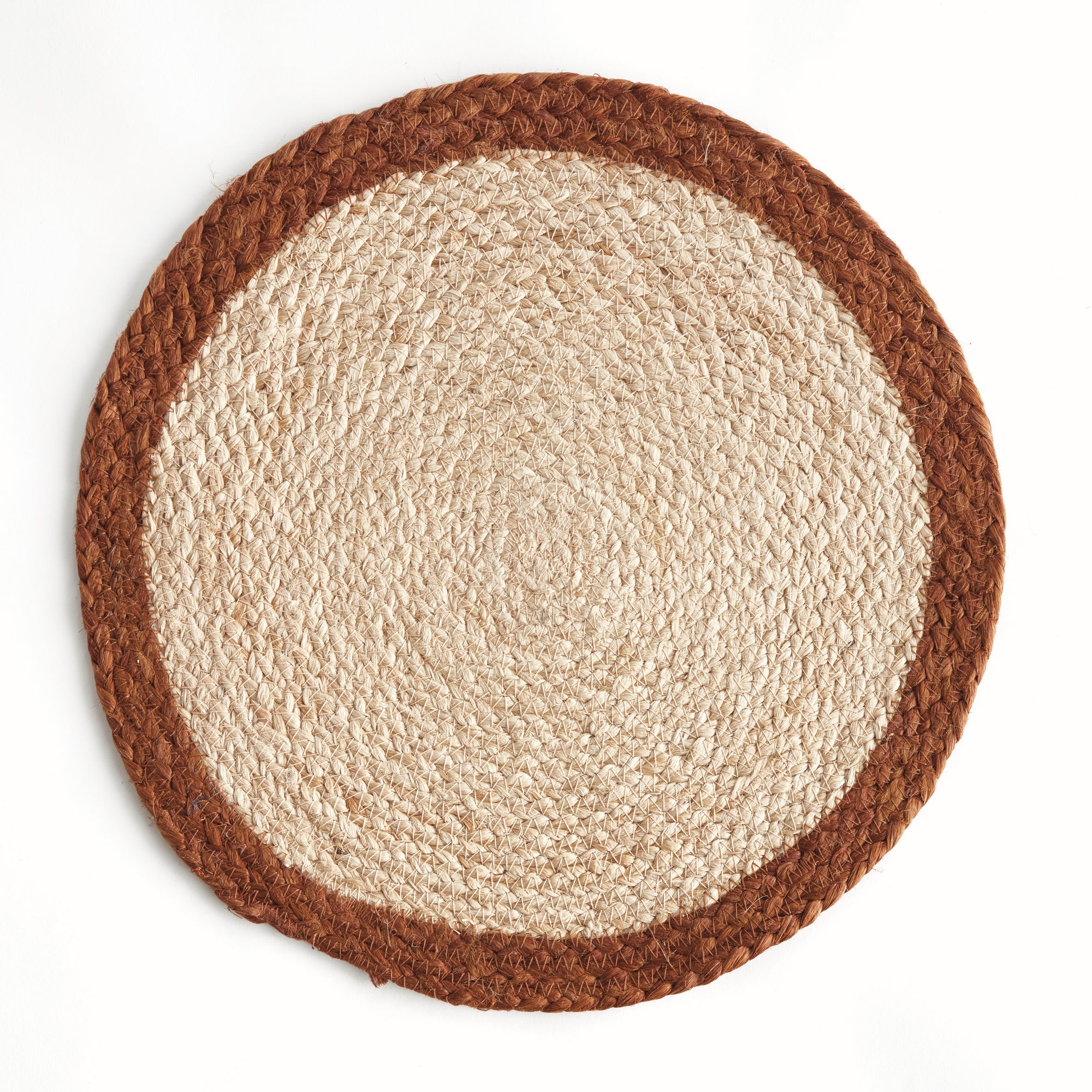 Jute Coil Round Placemats – Set of 8 | Natural with Color Trim Options