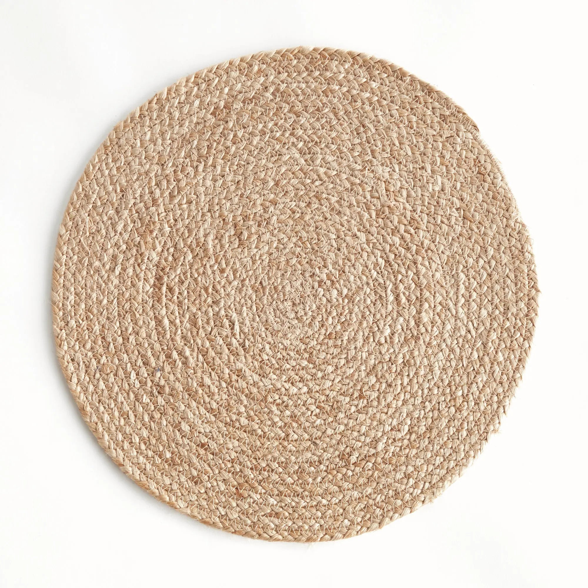 Jute Coil Round Placemats – Set of 8 | Natural with Color Trim Options - Villa Decor & Design