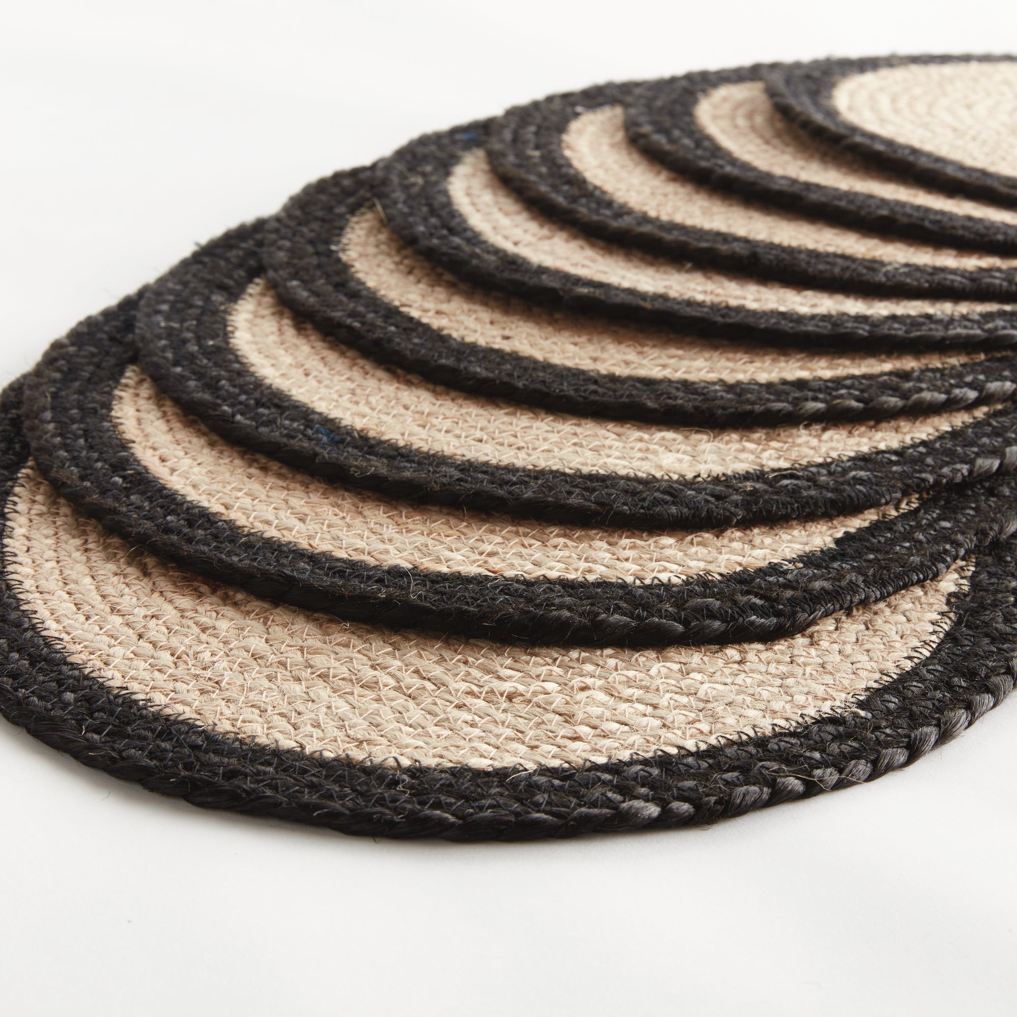 Jute Coil Oval Placemats – Set of 8 | Natural with Color Trim Options