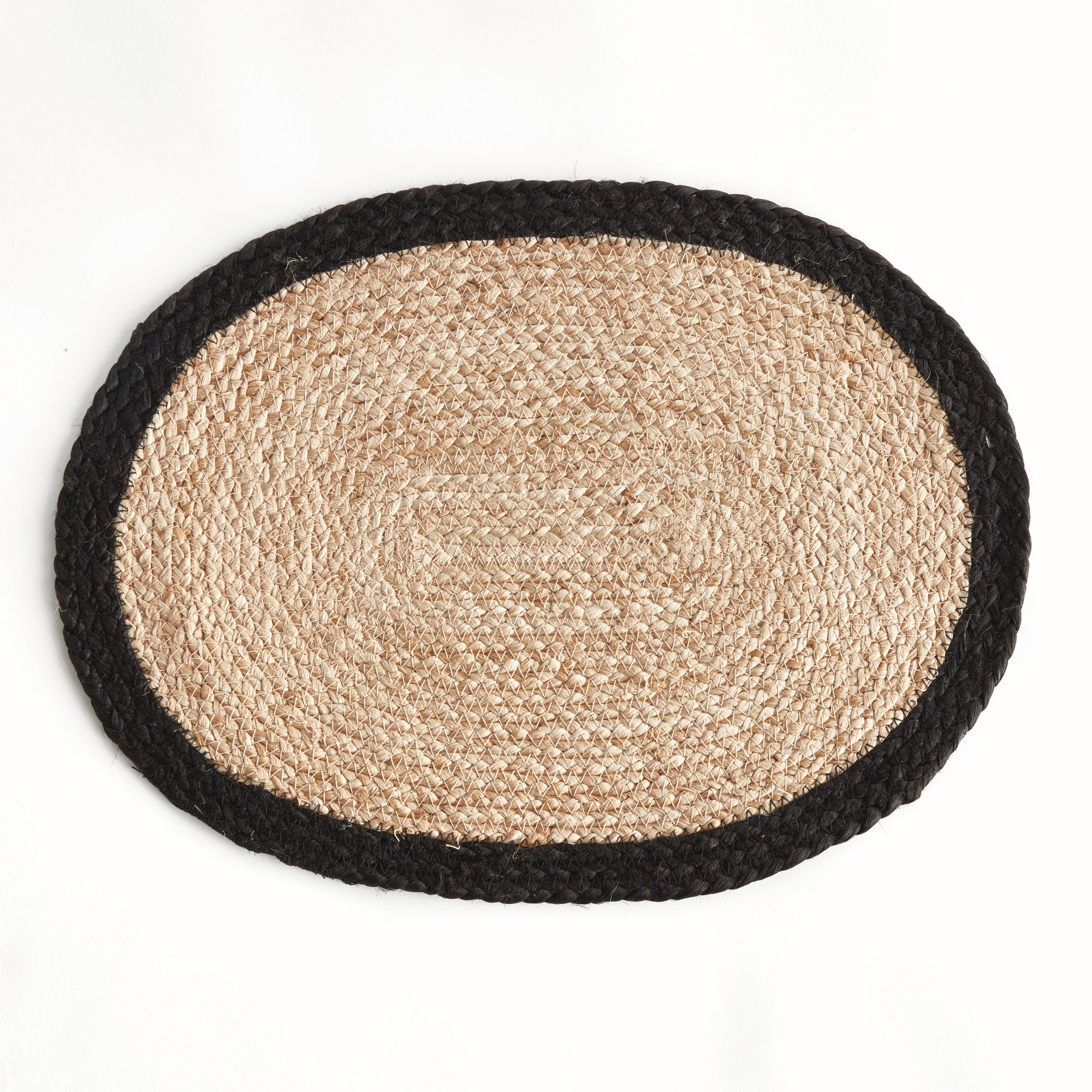 Jute Coil Oval Placemats – Set of 8 | Natural with Color Trim Options