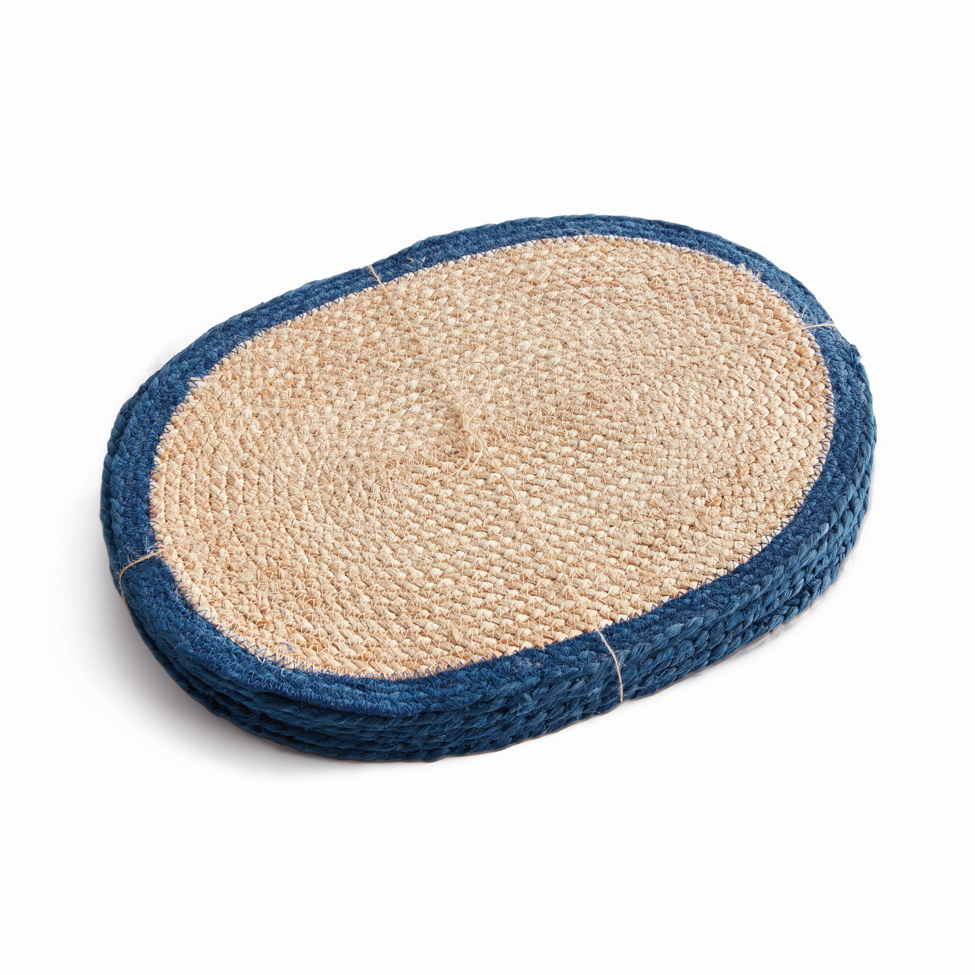 Jute Coil Oval Placemats – Set of 8 | Natural with Color Trim Options