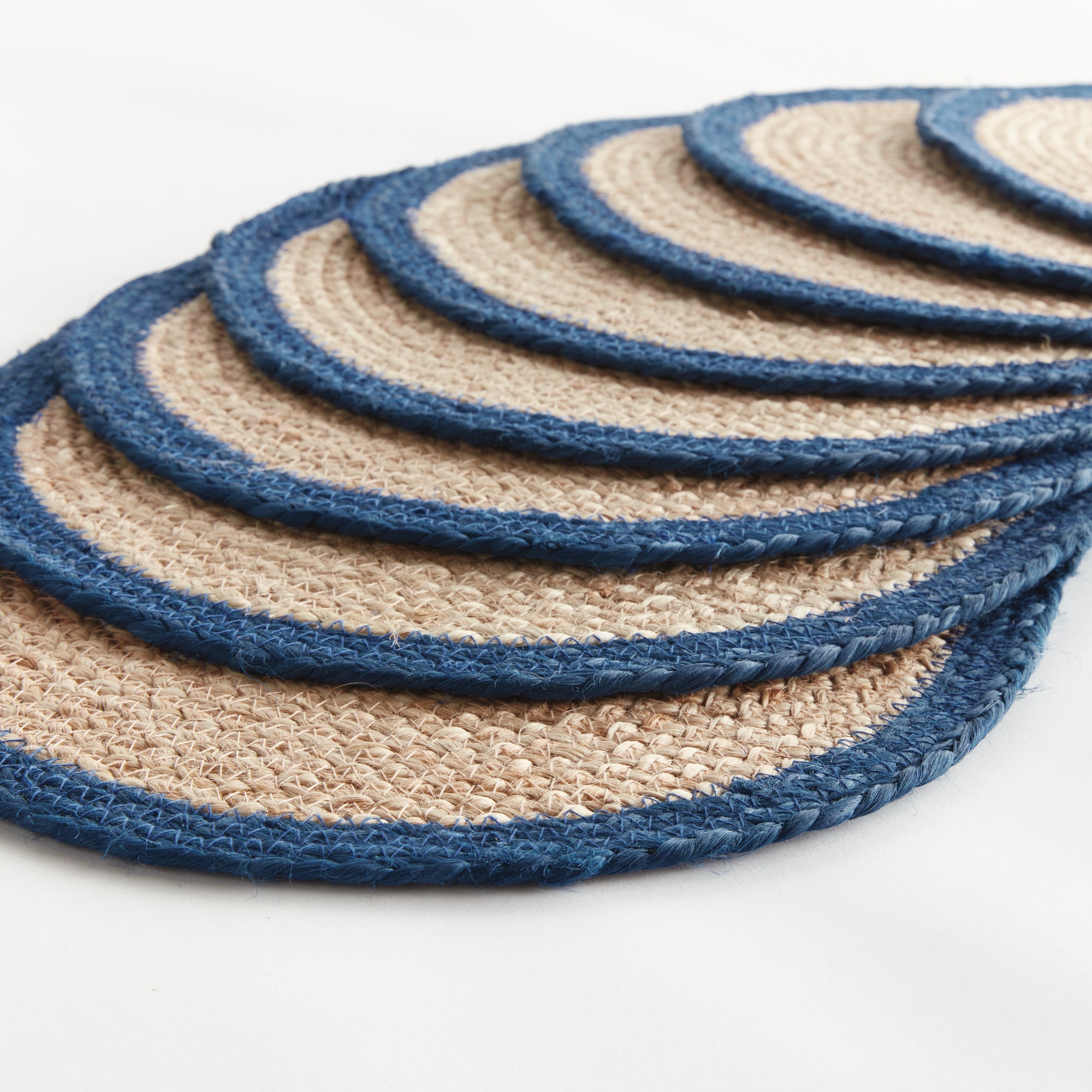 Jute Coil Oval Placemats – Set of 8 | Natural with Color Trim Options