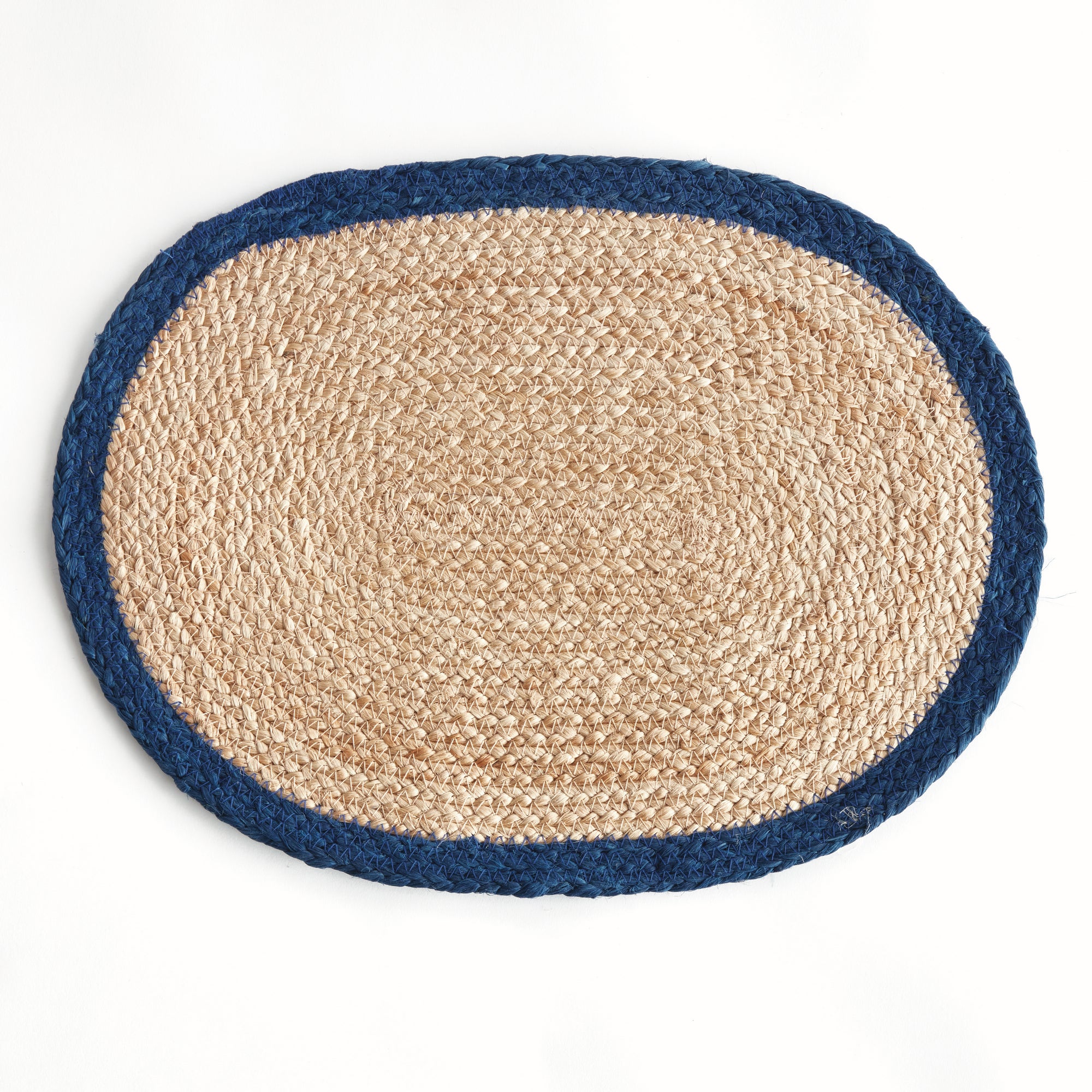 Jute Coil Oval Placemats – Set of 8 | Natural with Color Trim Options