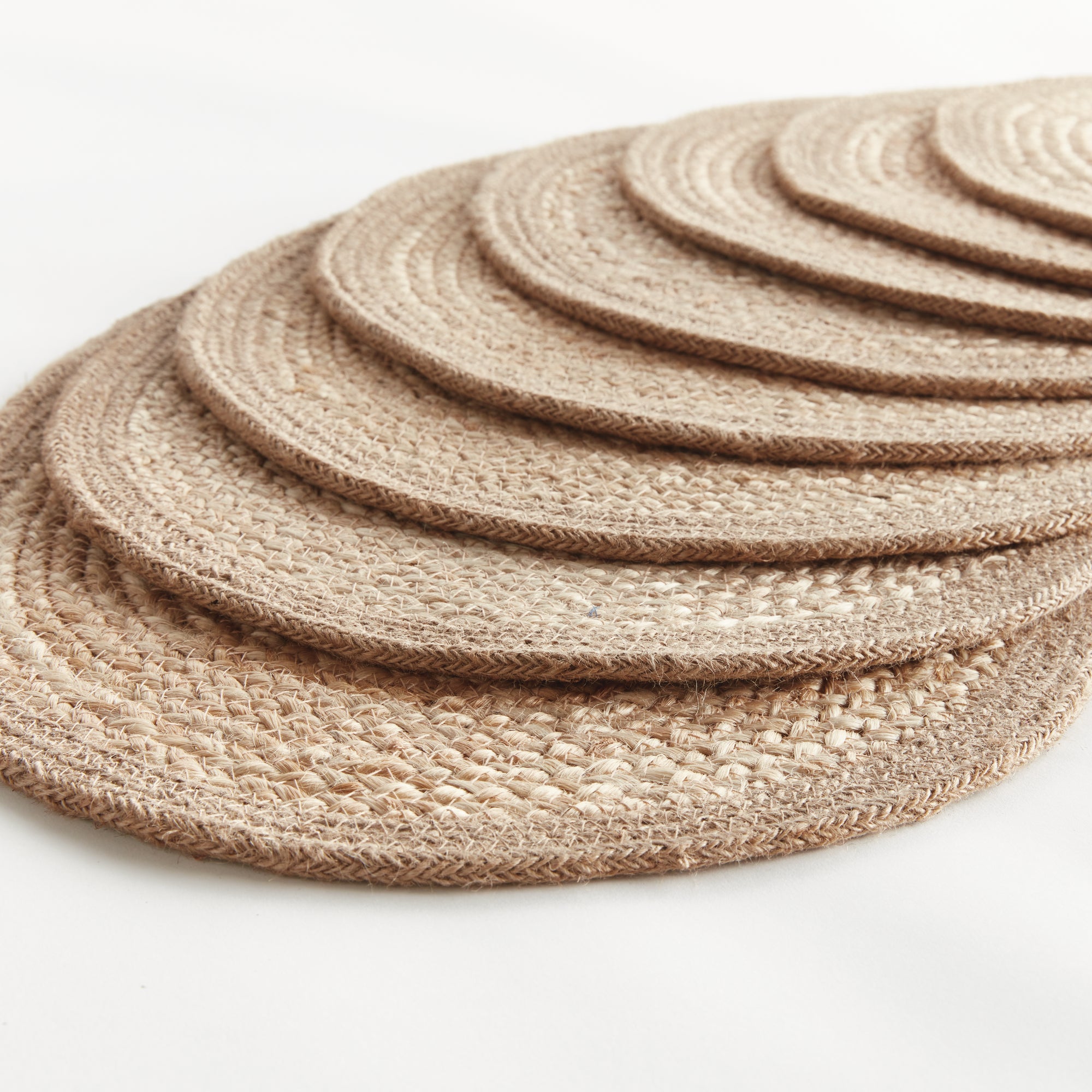 Jute Coil Oval Placemats – Set of 8 | Natural with Color Trim Options