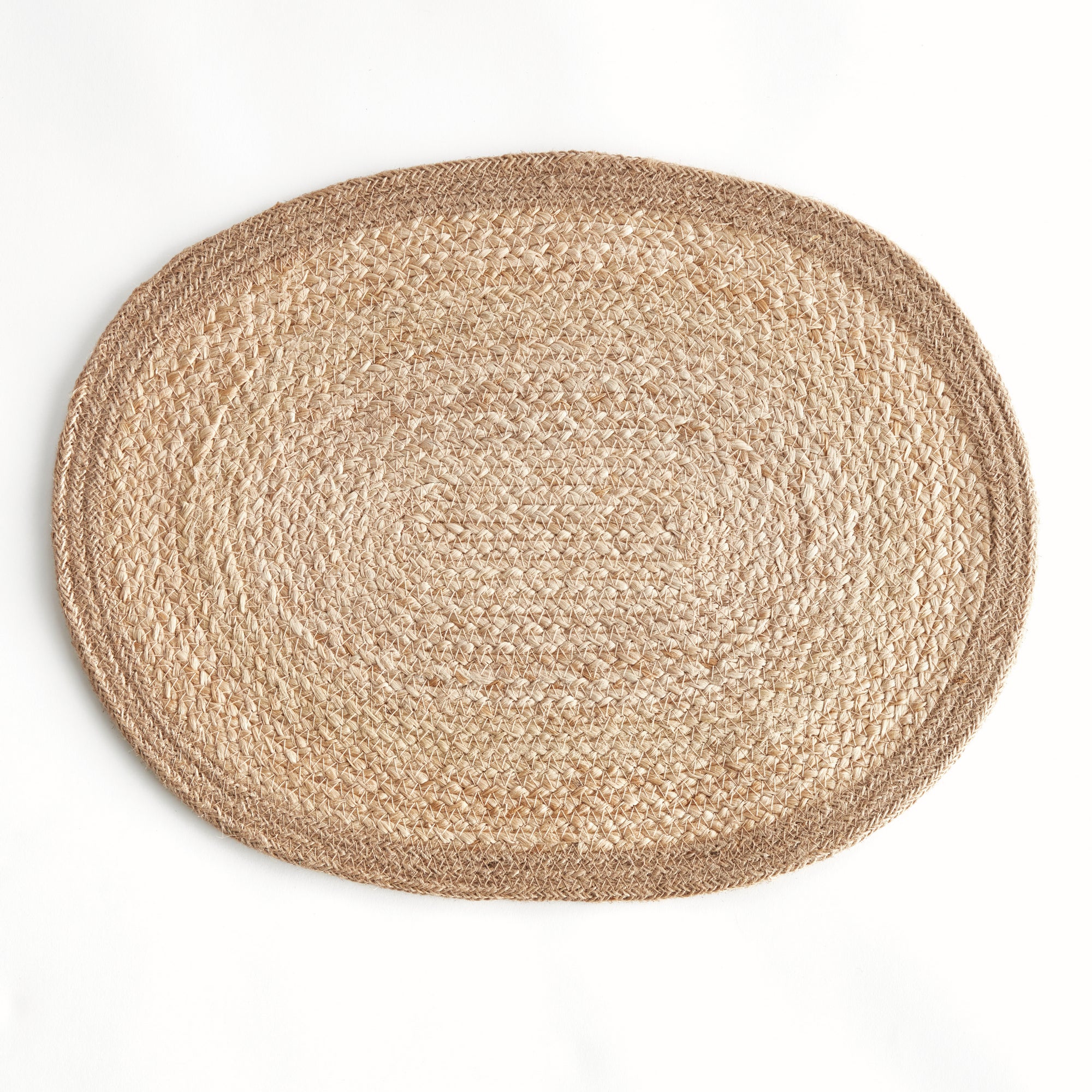 Jute Coil Oval Placemats – Set of 8 | Natural with Color Trim Options
