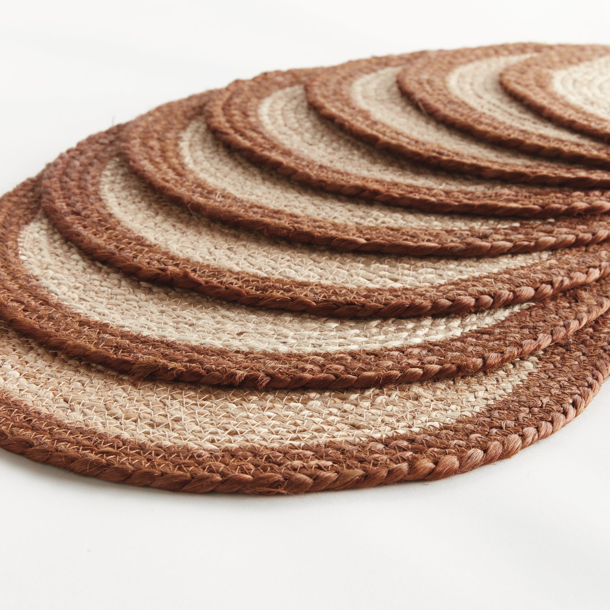 Jute Coil Oval Placemats – Set of 8 | Natural with Color Trim Options